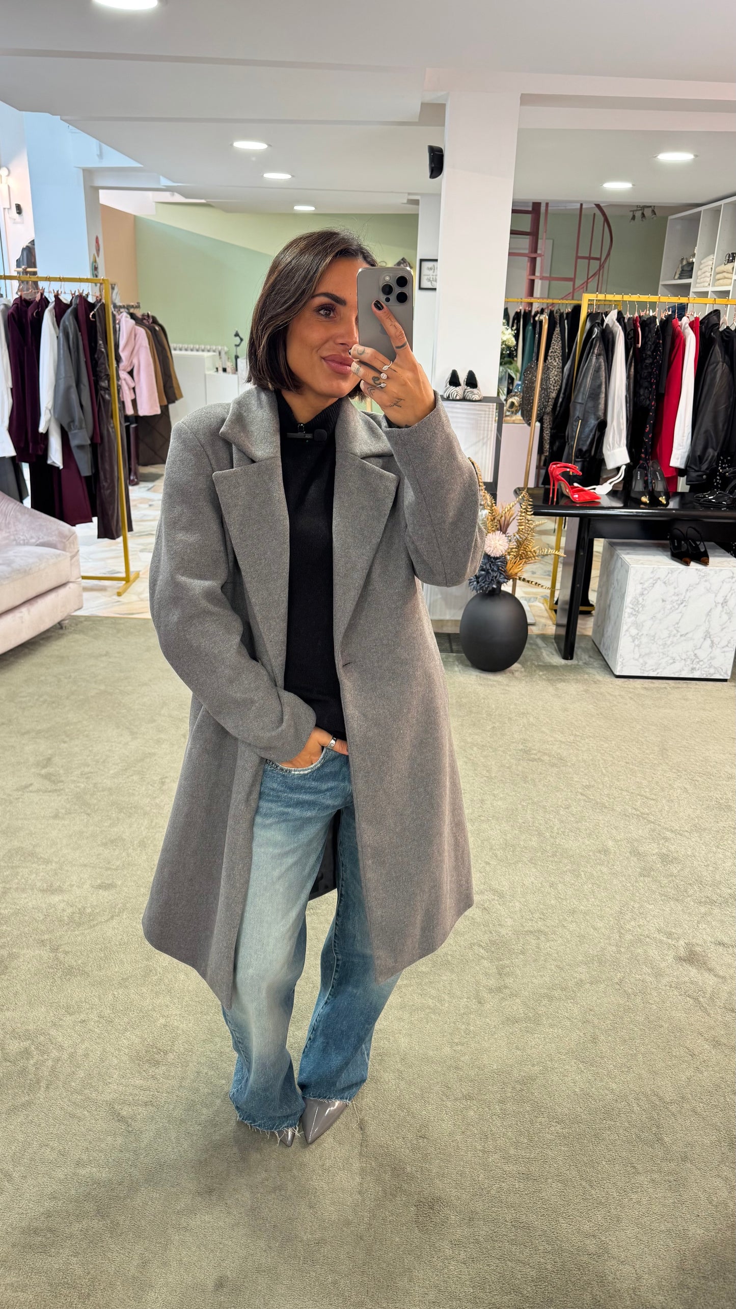 Cappotto grigio midi jx