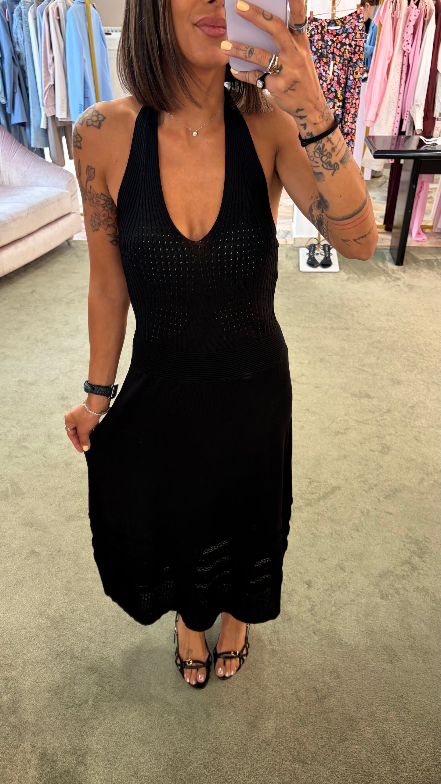 Abito midi nero in maglia bj