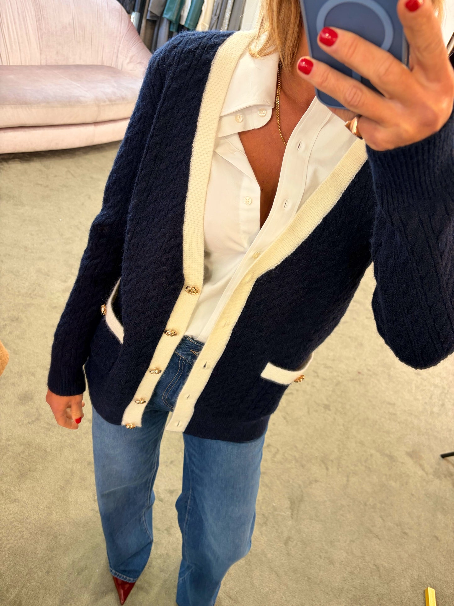 Cardigan over blu a trecce fr