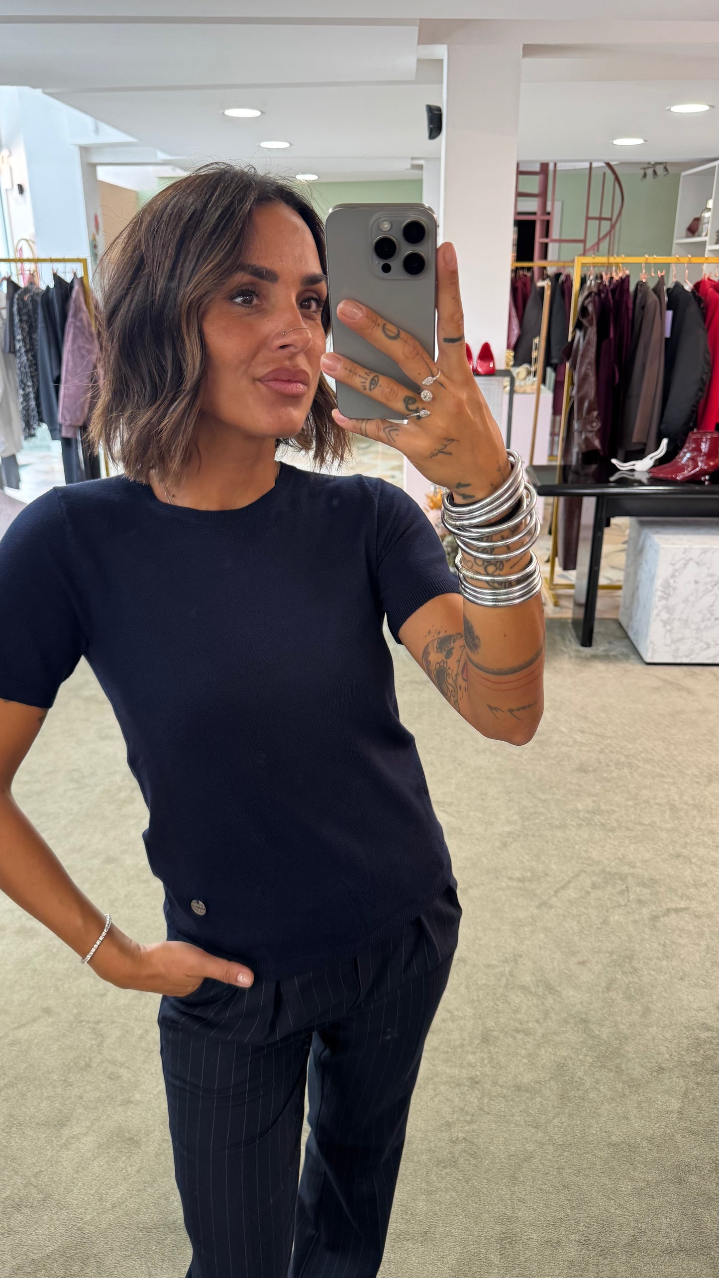 Maglia blu notte manica corta tk