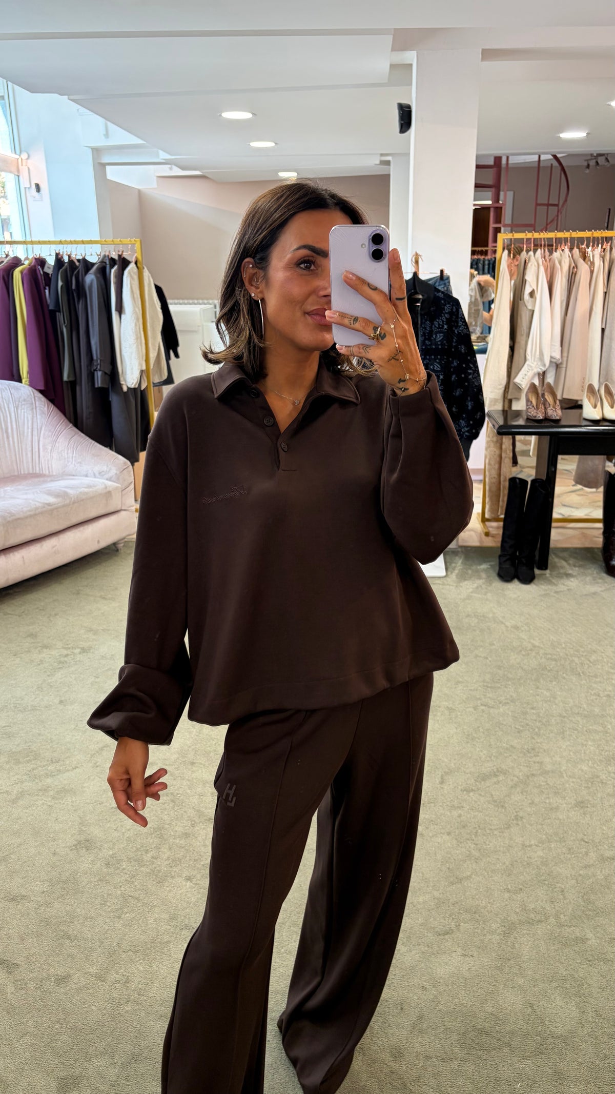 Pantaloni tuta marroni wide leg Hinnominate