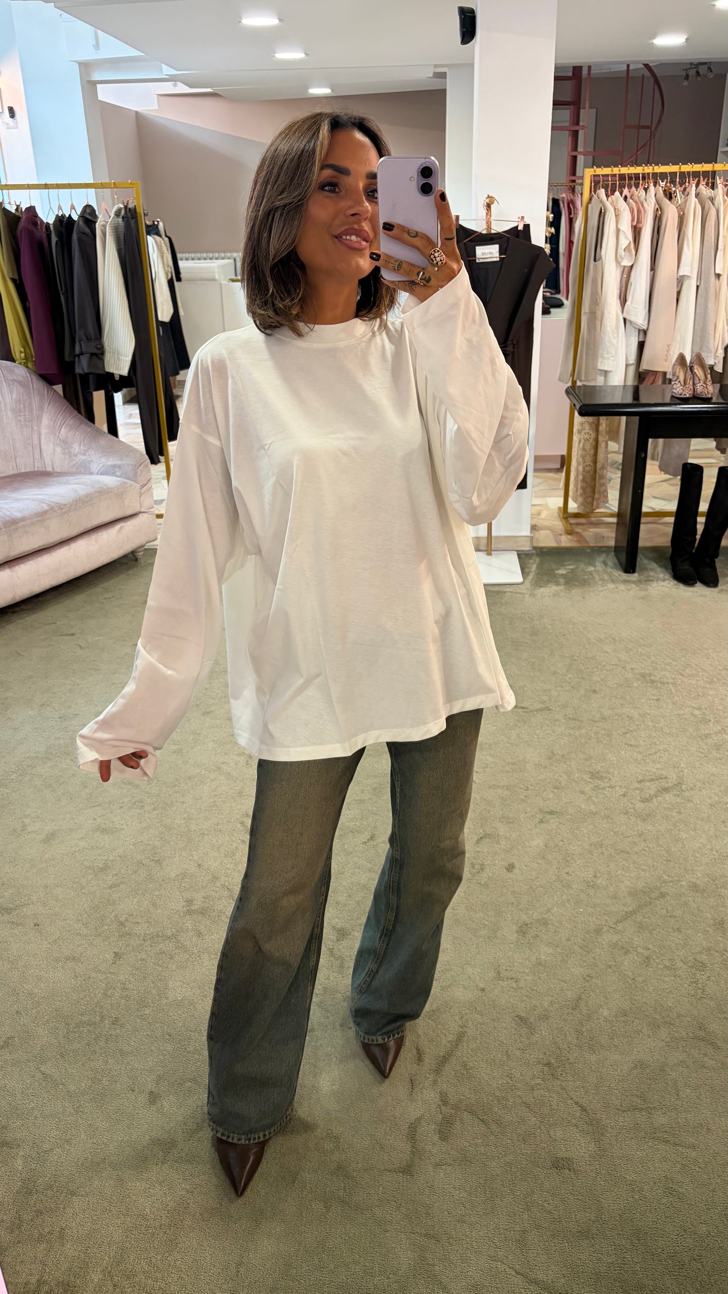 T-shirt over bianca manica lunga ks