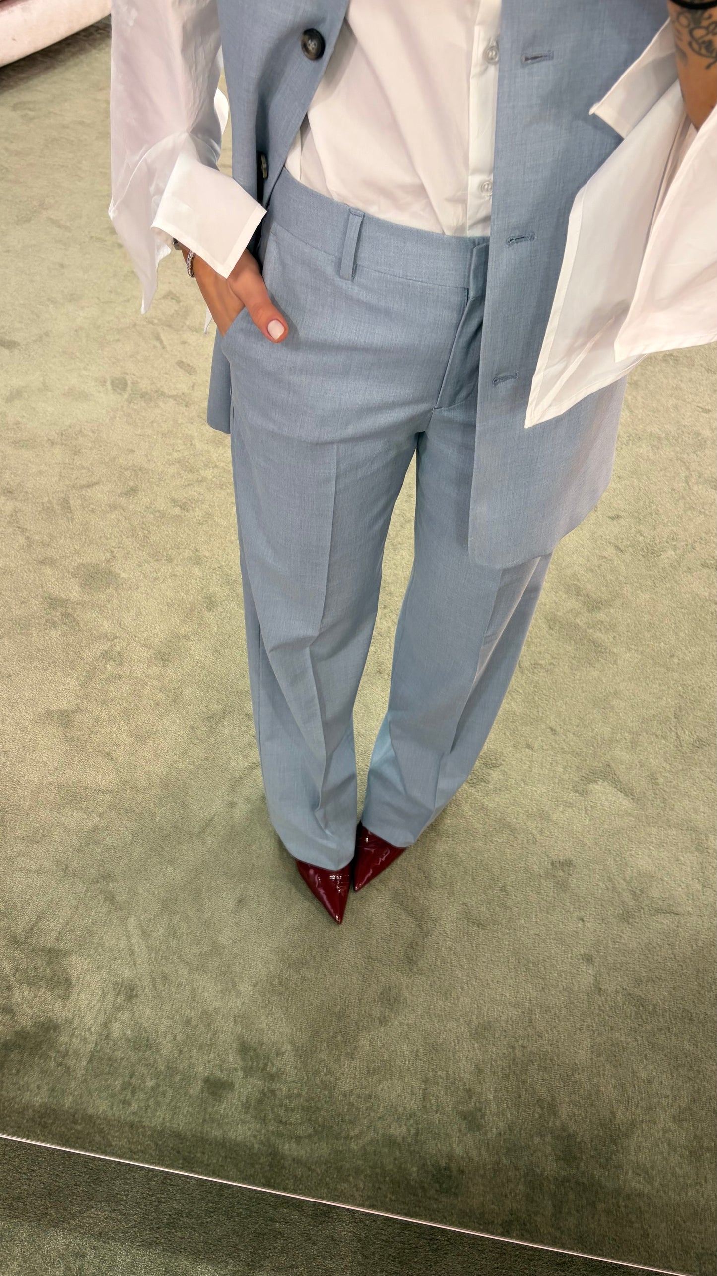 Pantaloni lisa azzurri wide leg sl