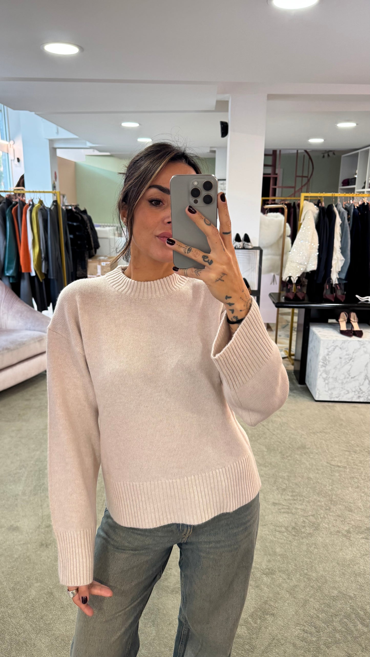 Maglione panna girocollo sl