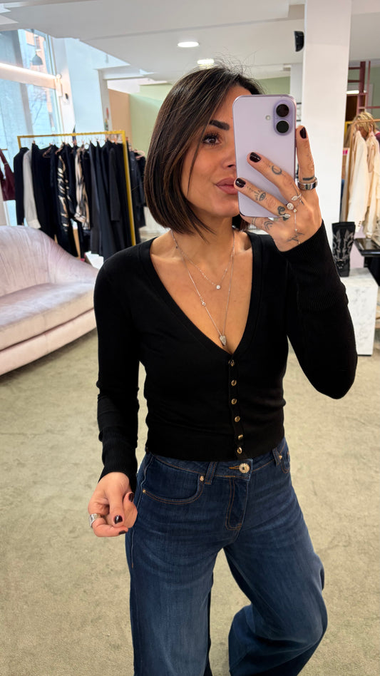 Cardigan mini  nero in viscosa fr