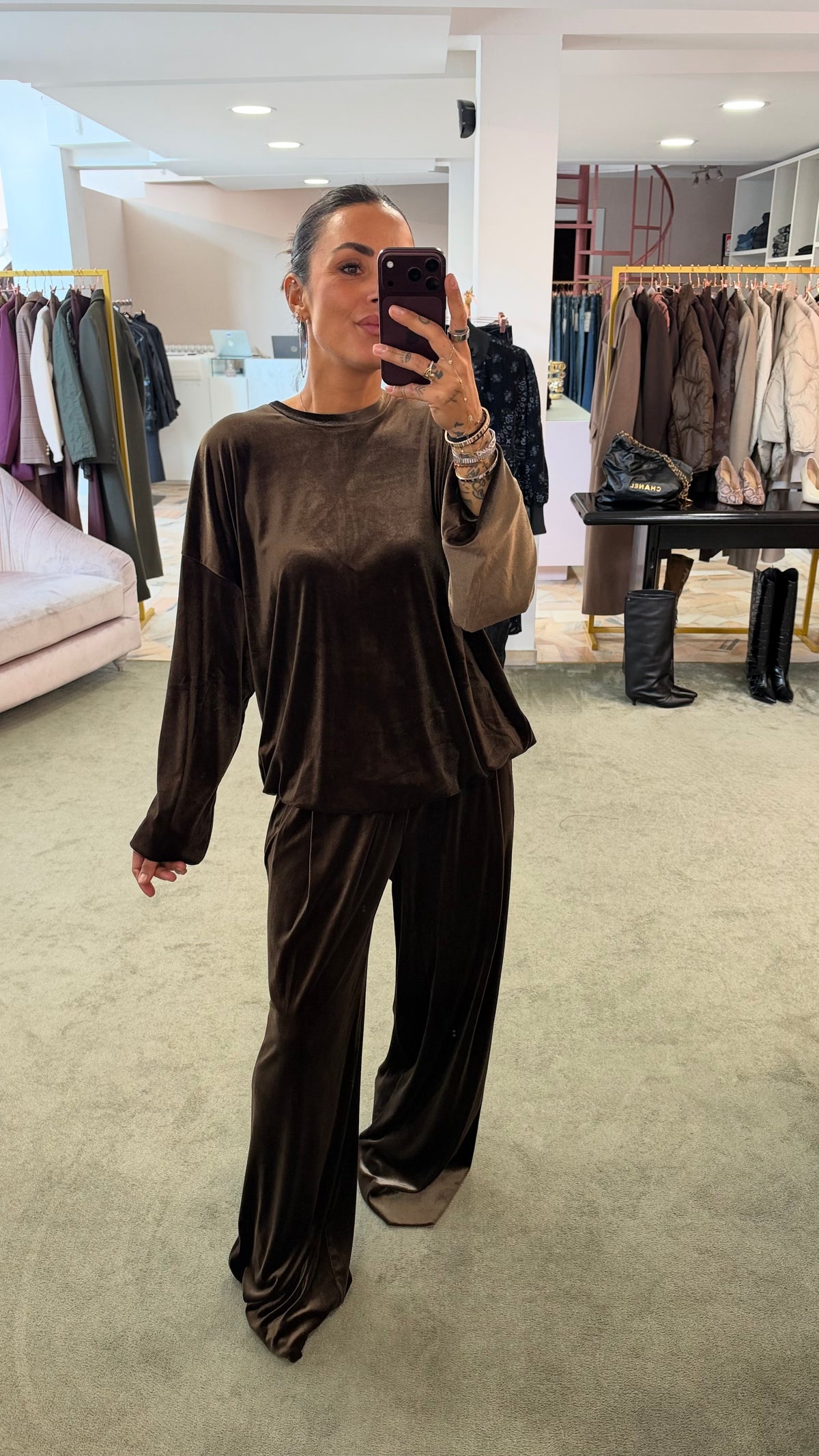 Pantaloni marroni dritti in velluto Don't@Me