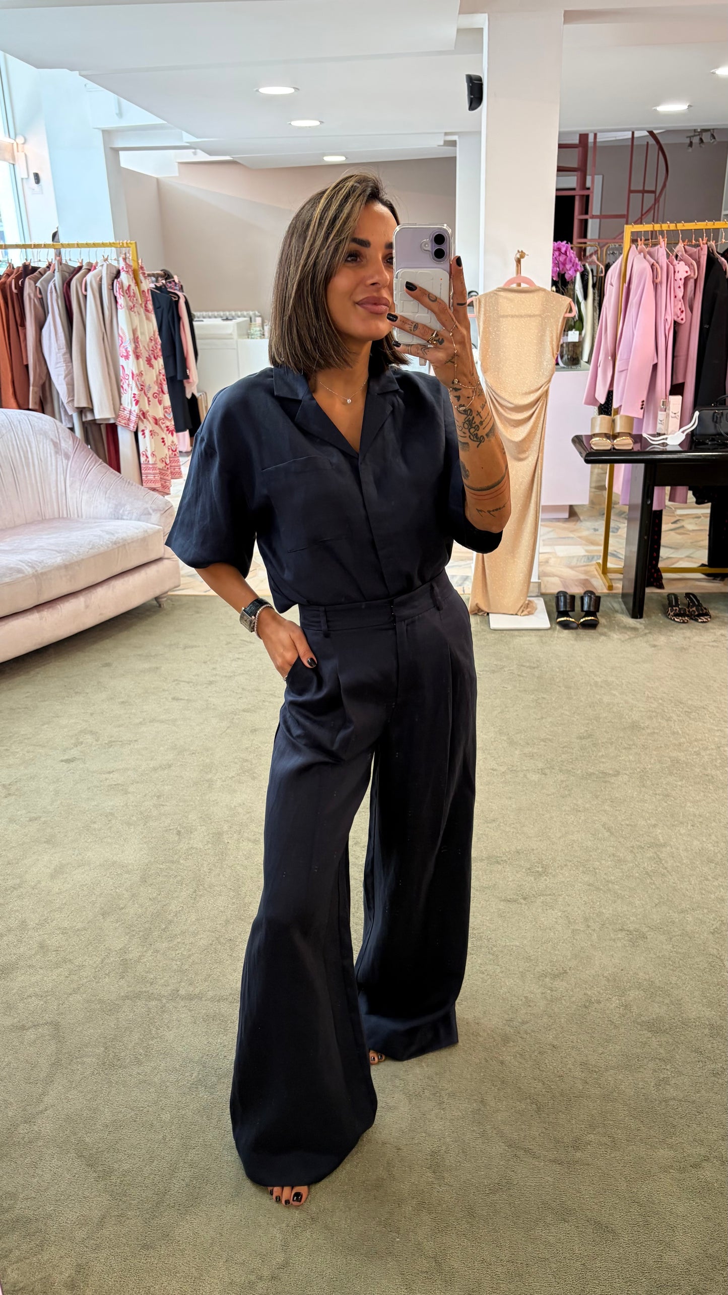 Camicia blu notte manica corta sl