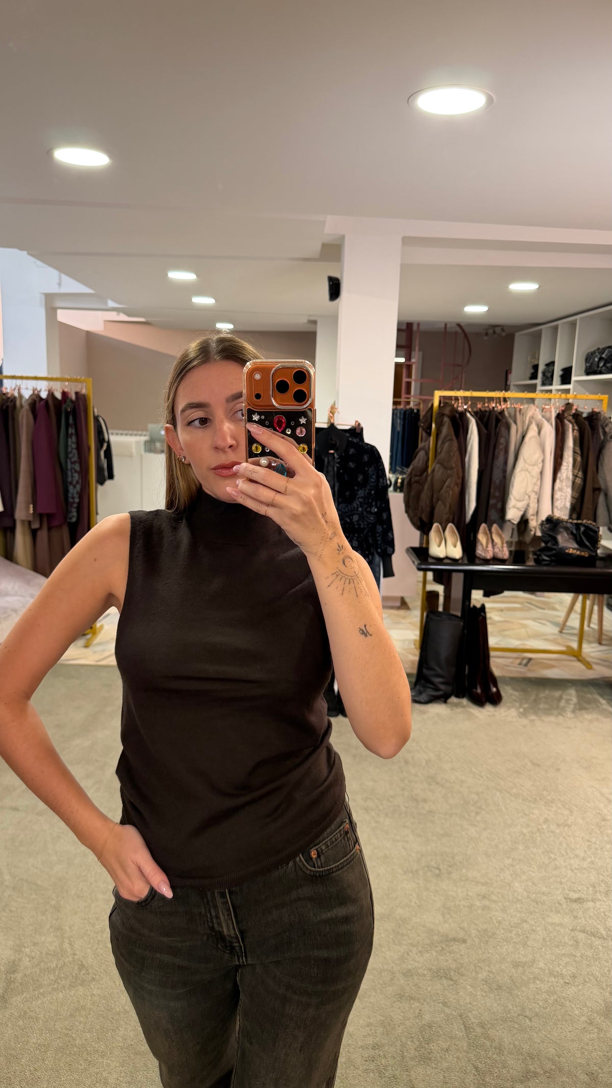 Lupetto cara marrone smanicato aw