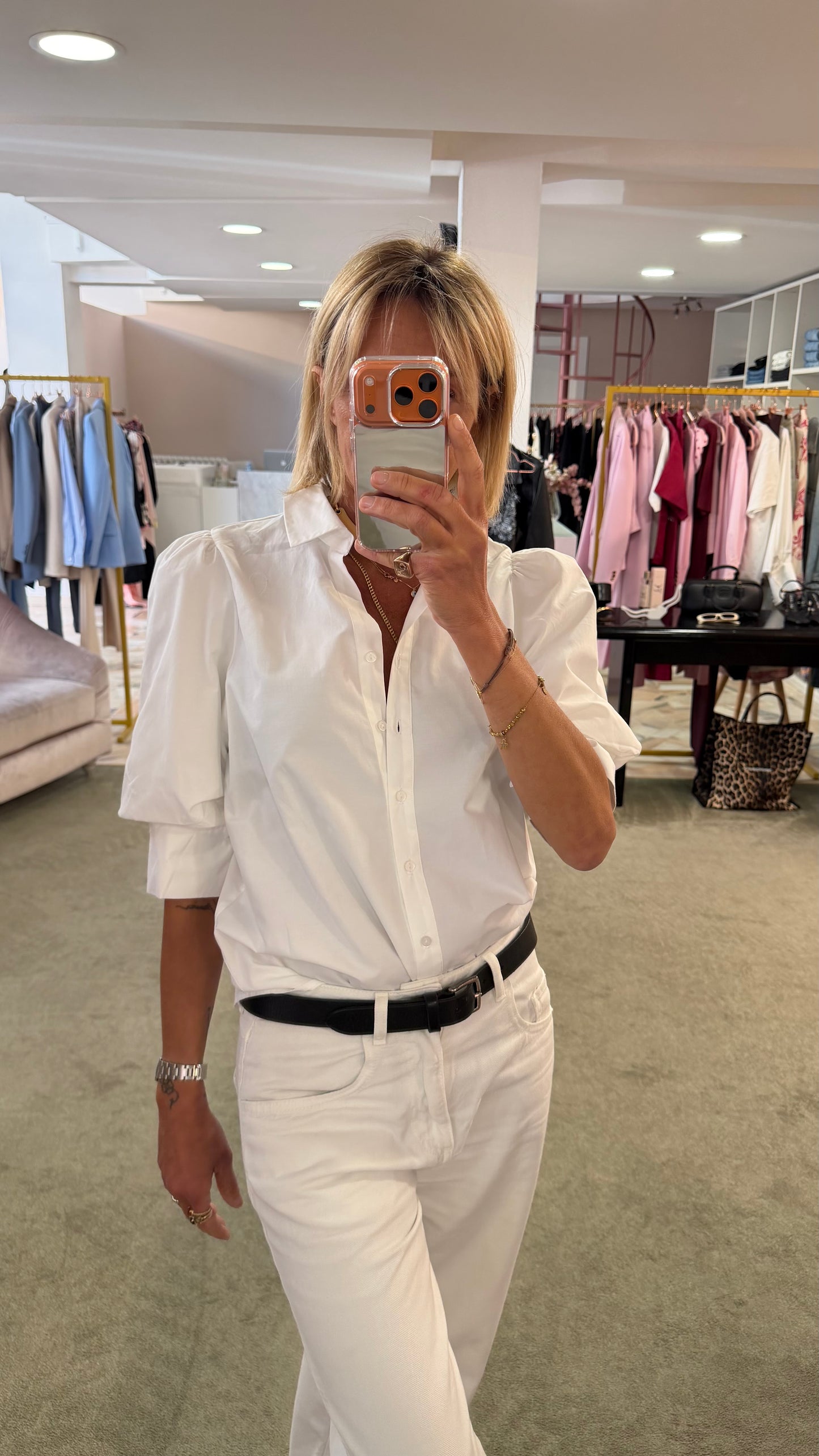 Camicia bianca manica a sbuffo 3/4 sy
