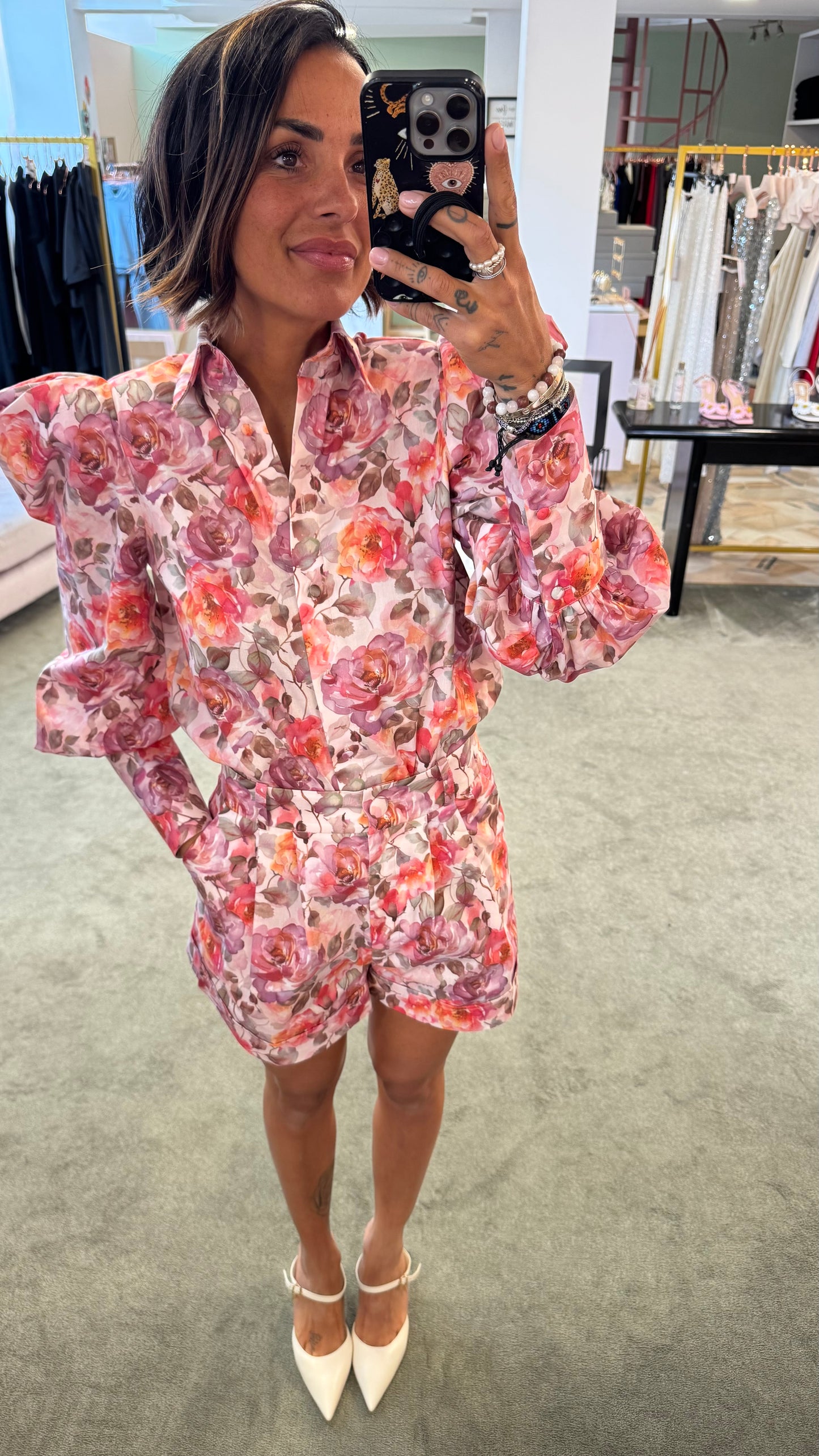 Shorts fantasia fiori rosa Actualee