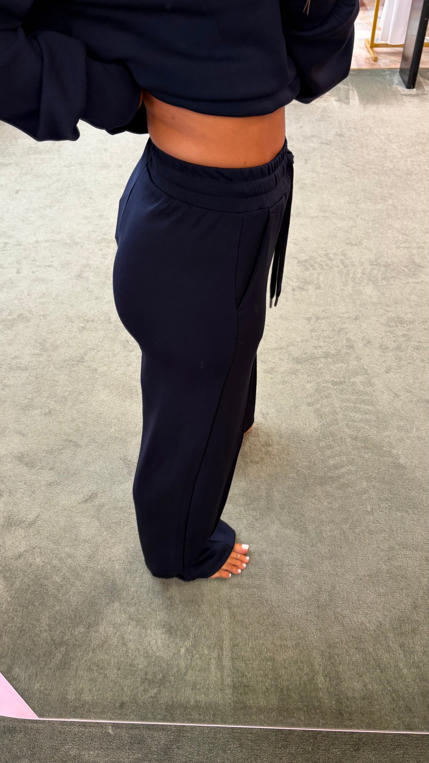 Pantaloni tuta blu notte wide leg in modal sy
