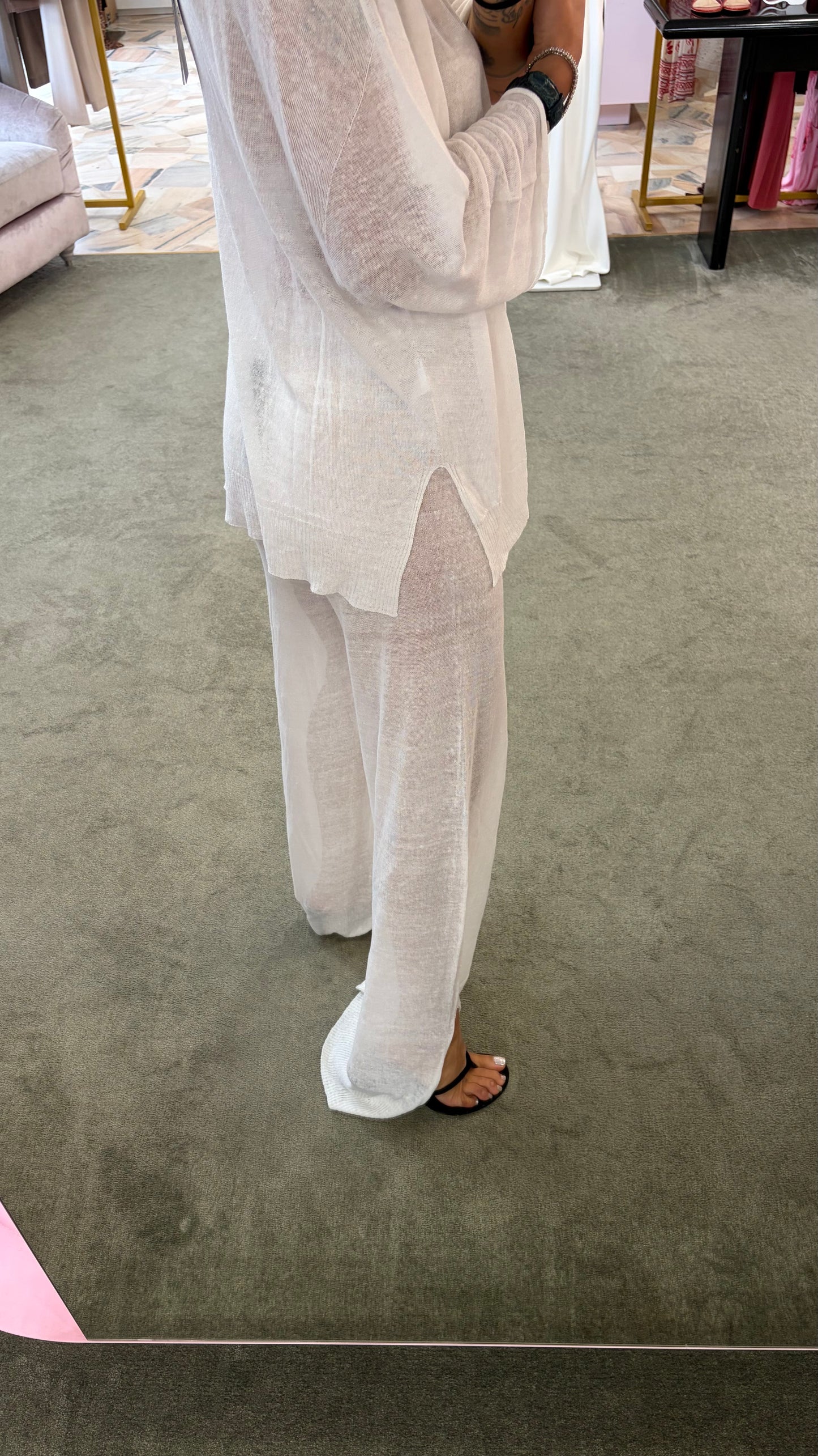 Pantaloni bianchi in lino fy