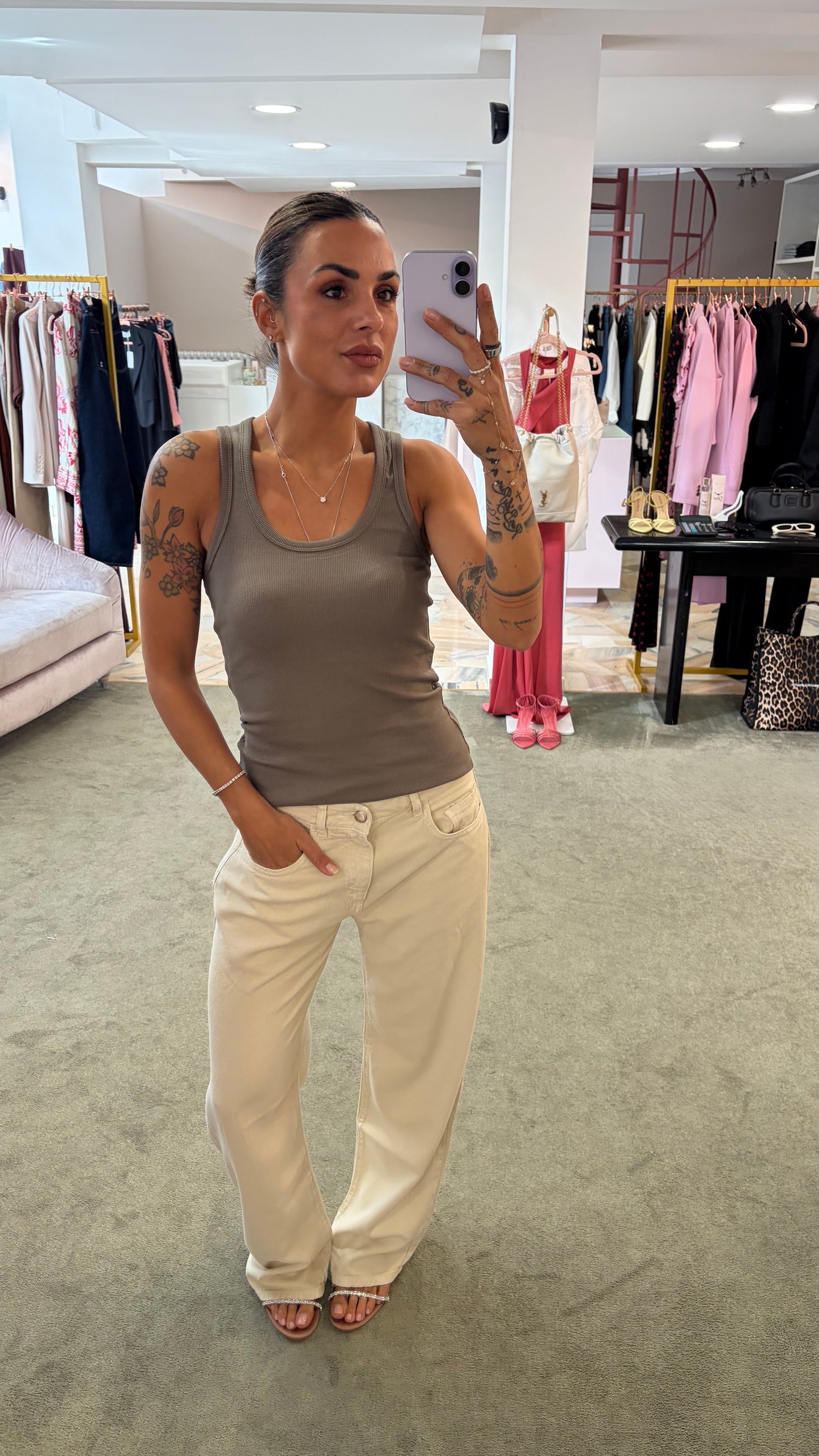 Canotta fango a costine scollo tondo jx