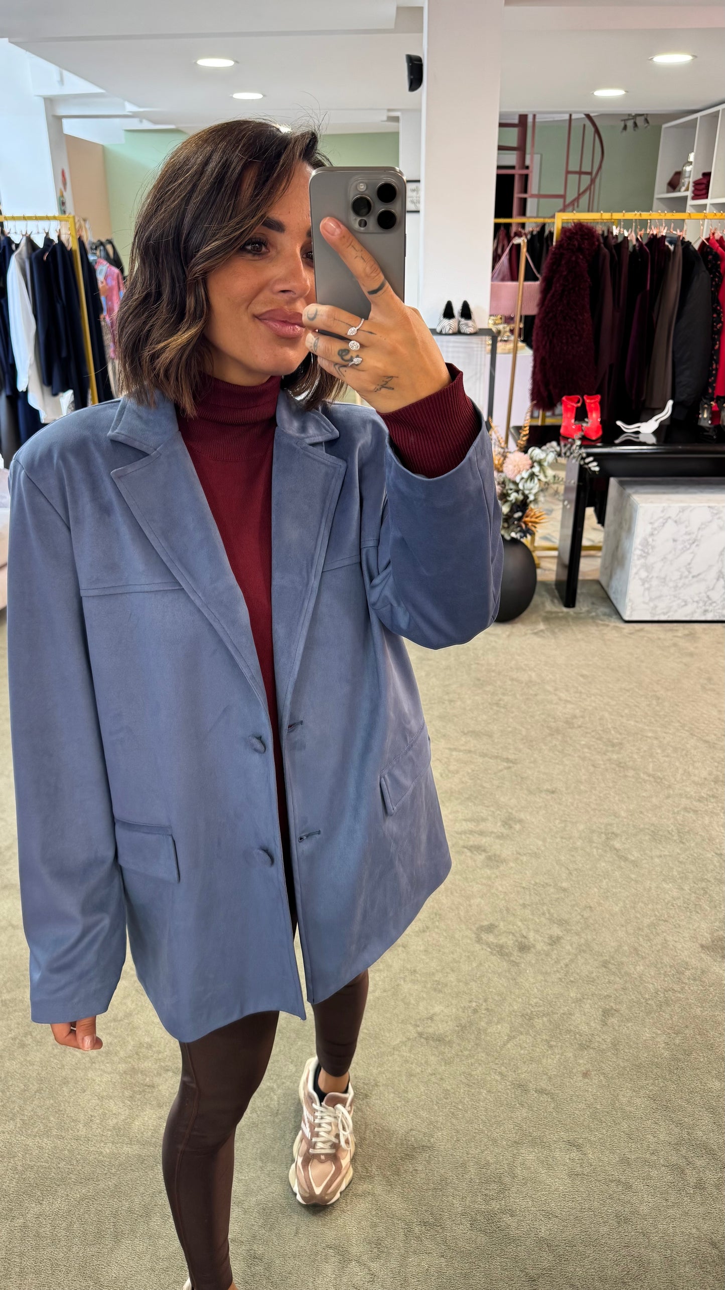 Blazer over celeste scamosciato ks