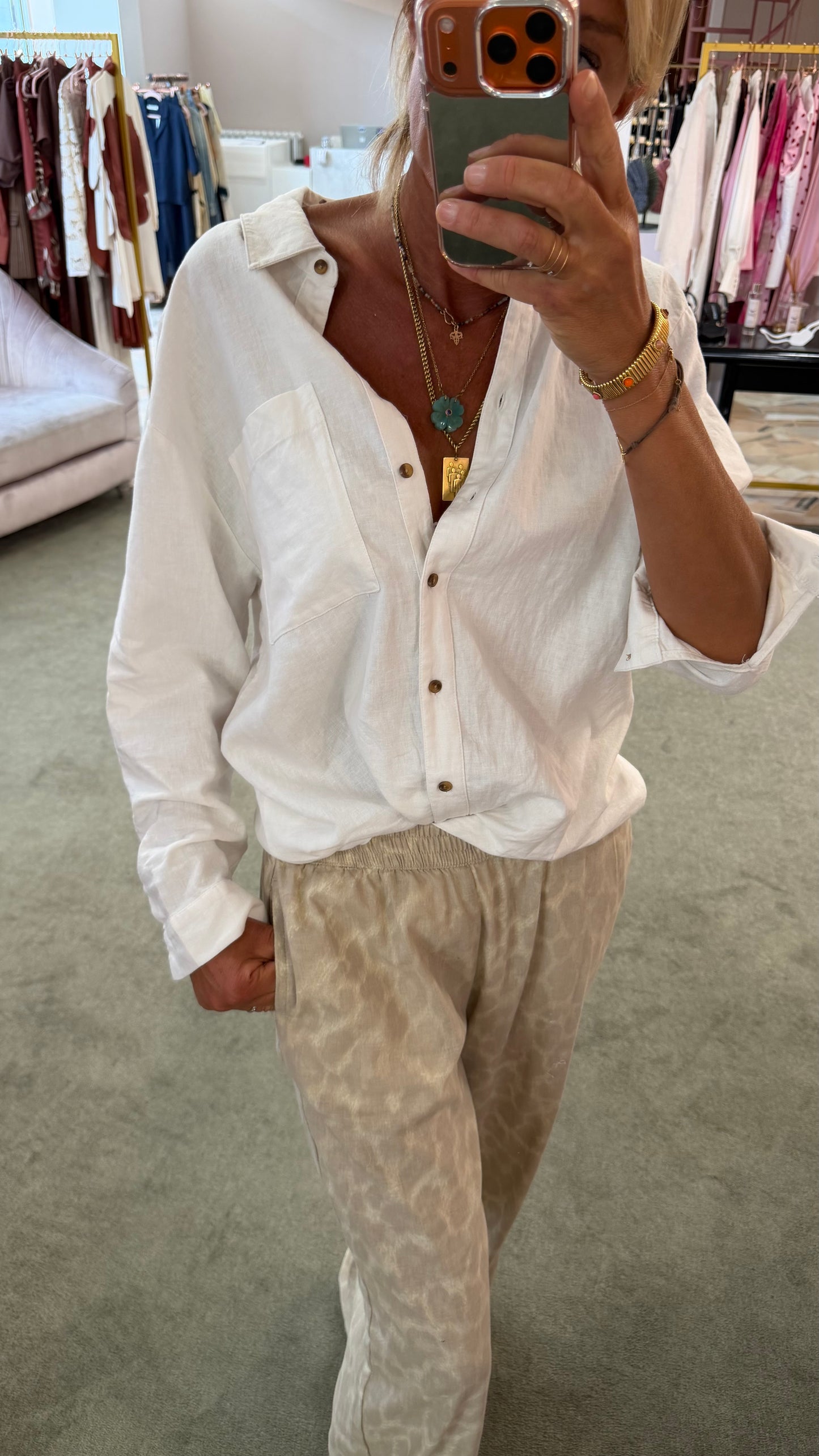 Camicia bianco latte in lino sy