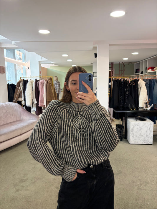 Maglione bicolor bianco e antracite con lurex bj