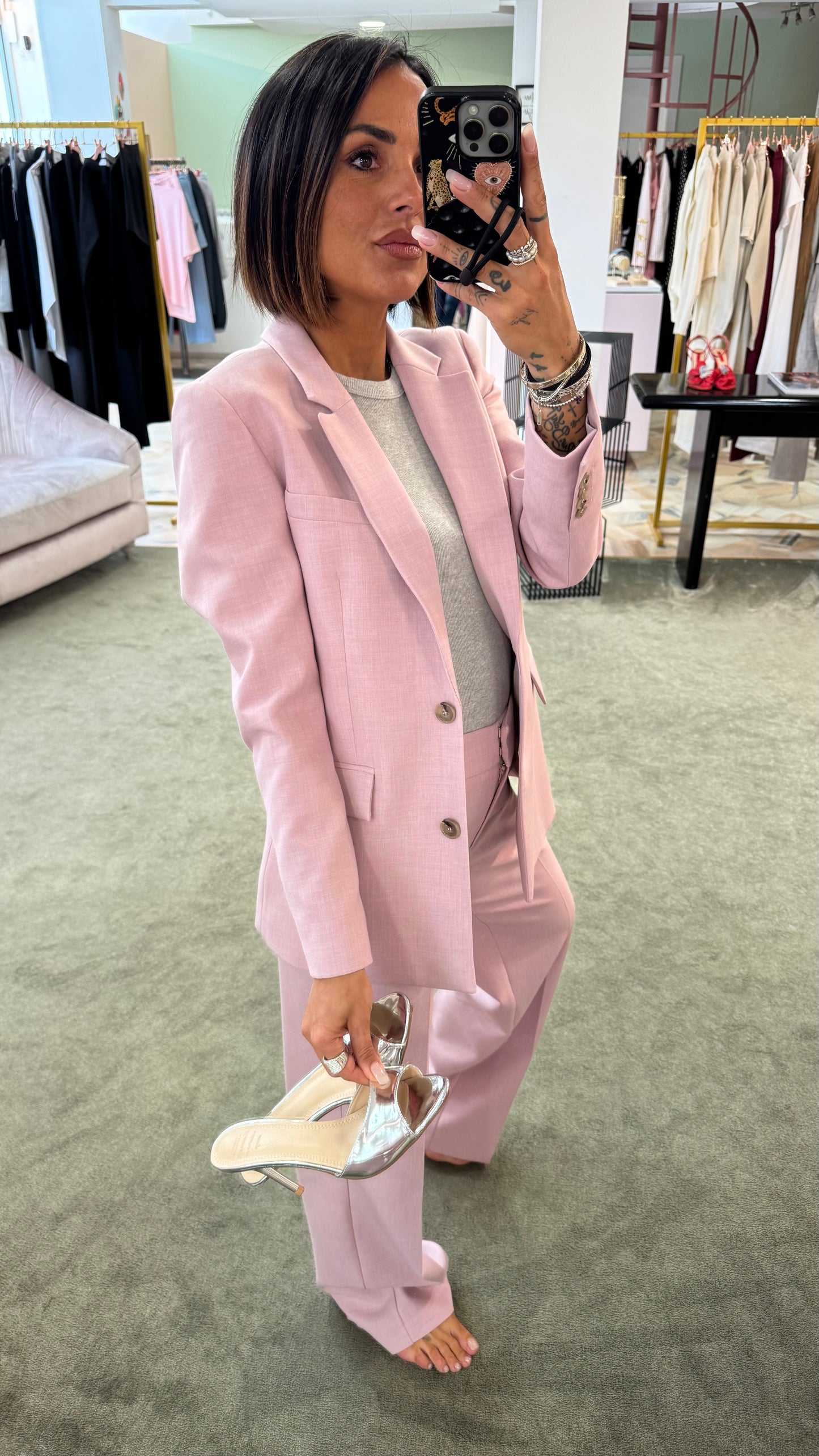 Blazer rosa malva melange dritto sl