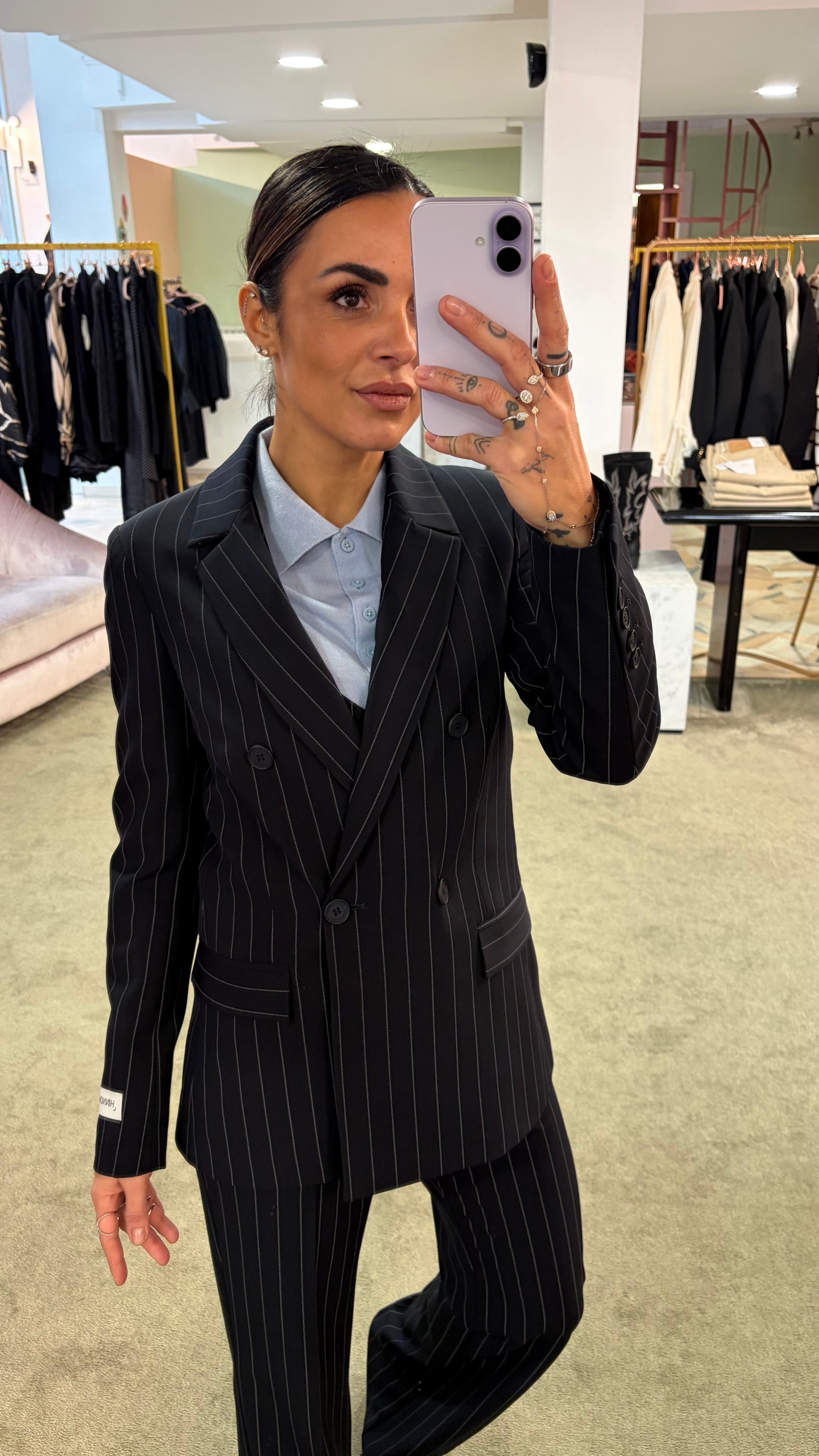 Blazer doppiopetto blu notte slim Hinnominate gessato