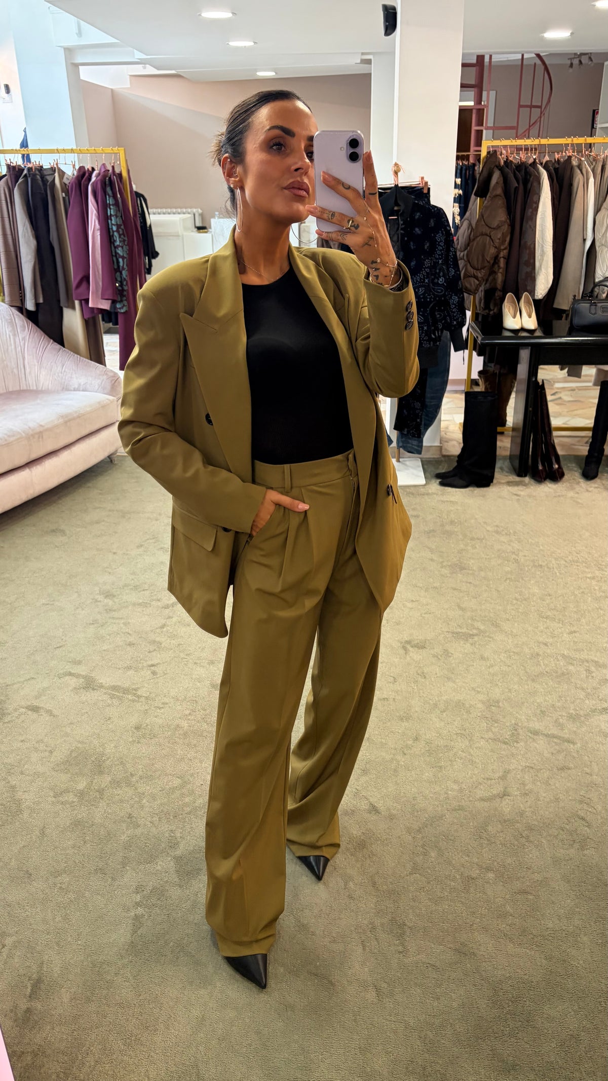 Pantaloni verdi oliva wide leg Actualee