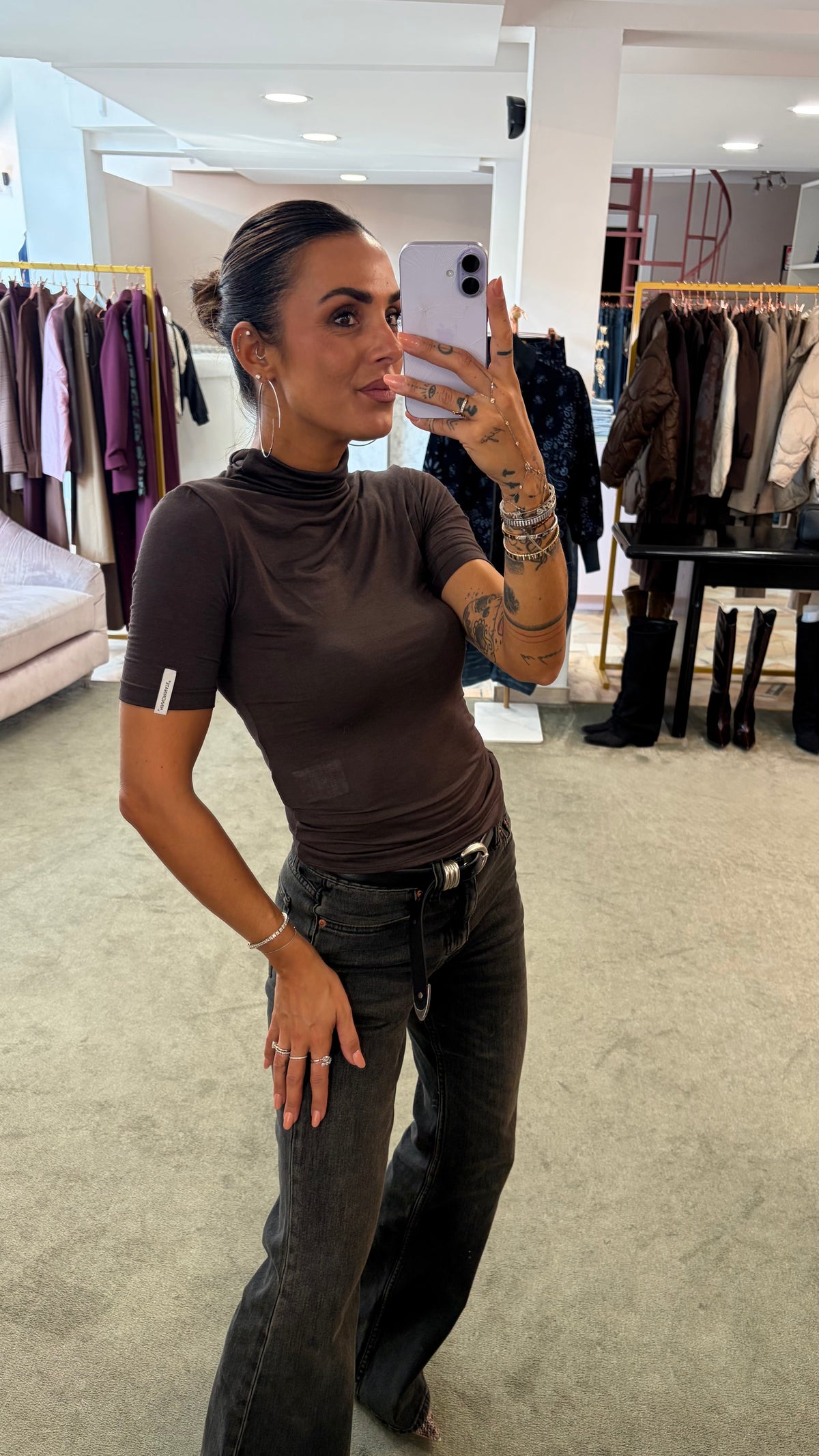 Maglia lupetto marrone maniche corte Hinnominate