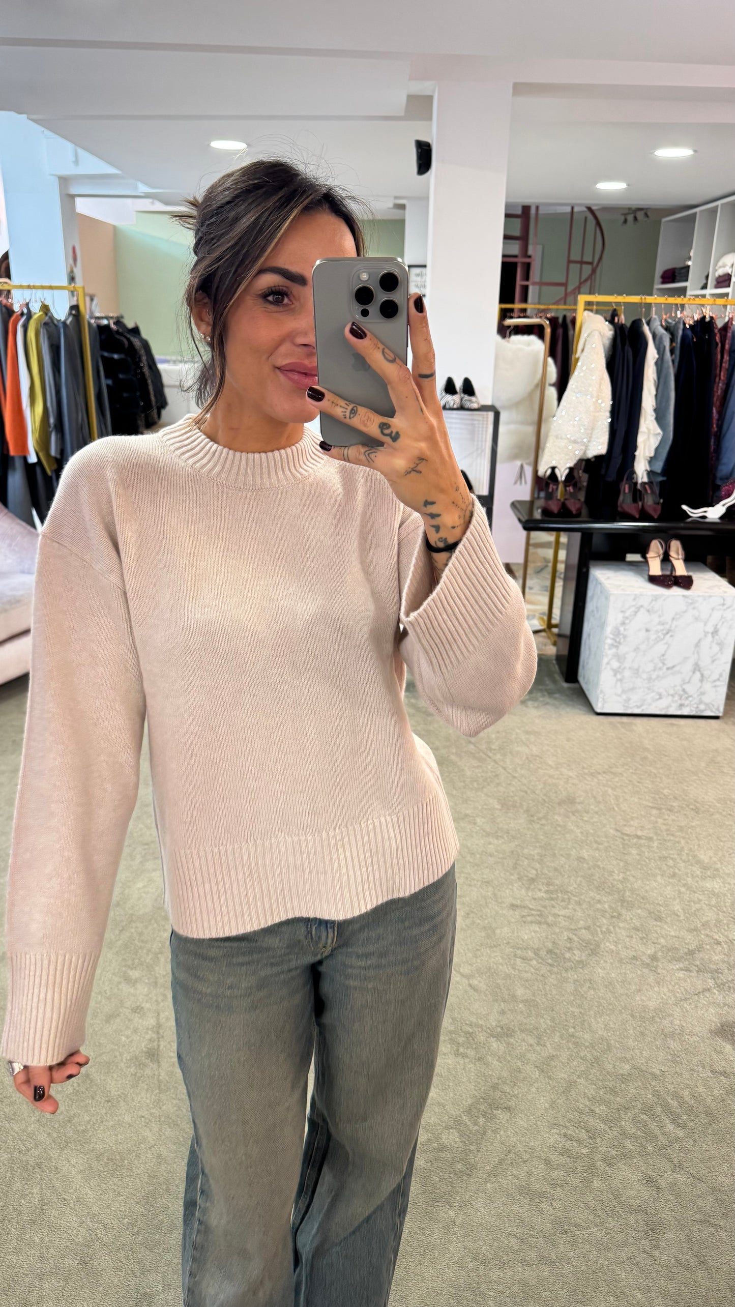 Maglione panna girocollo sl