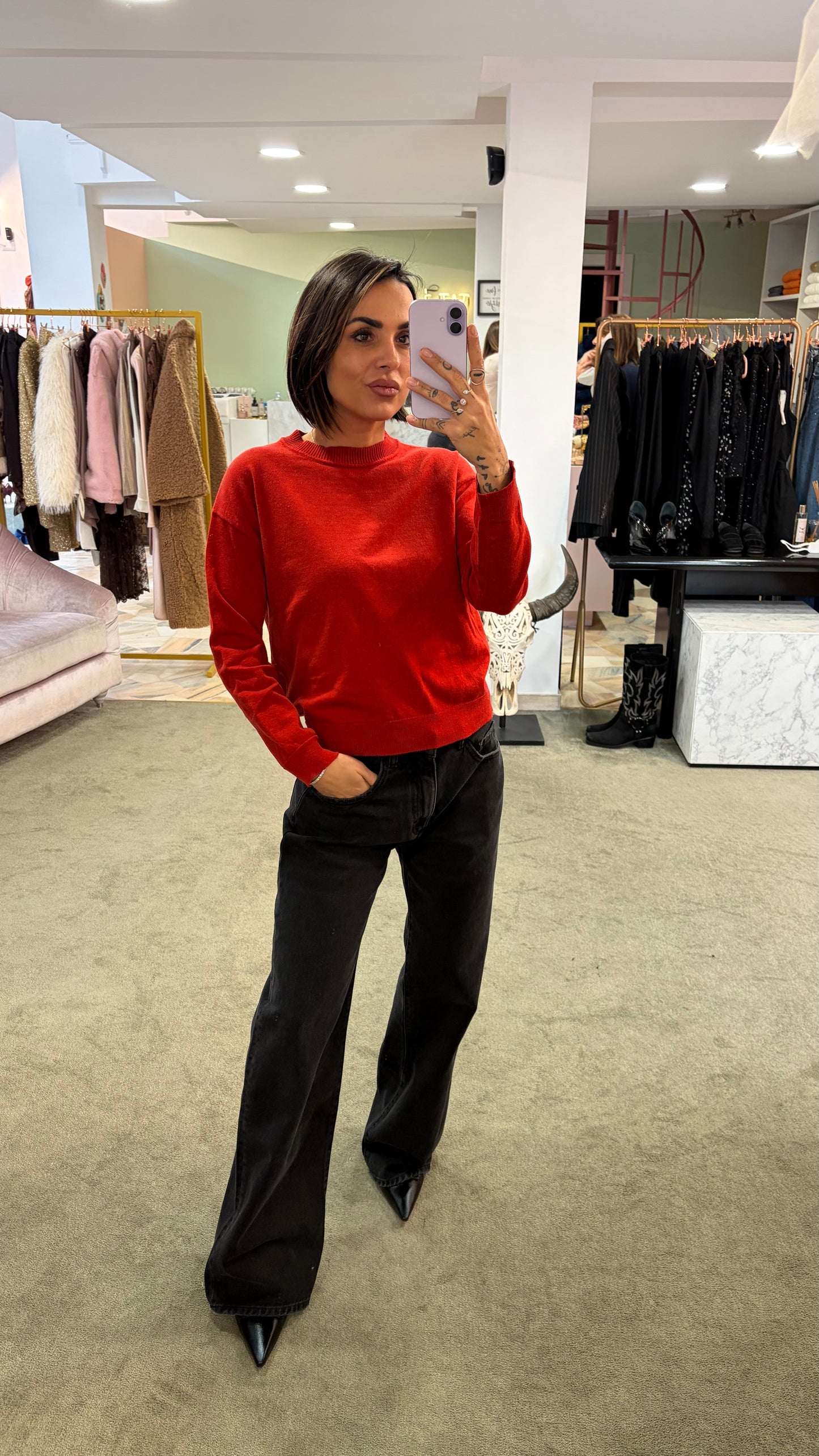 Maglione girocollo rosso ay