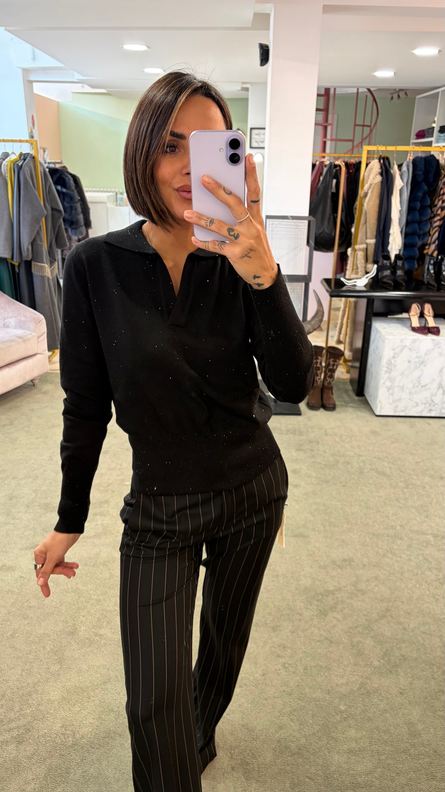 Pantaloni neri gessatI MAR DE MARGARITAS