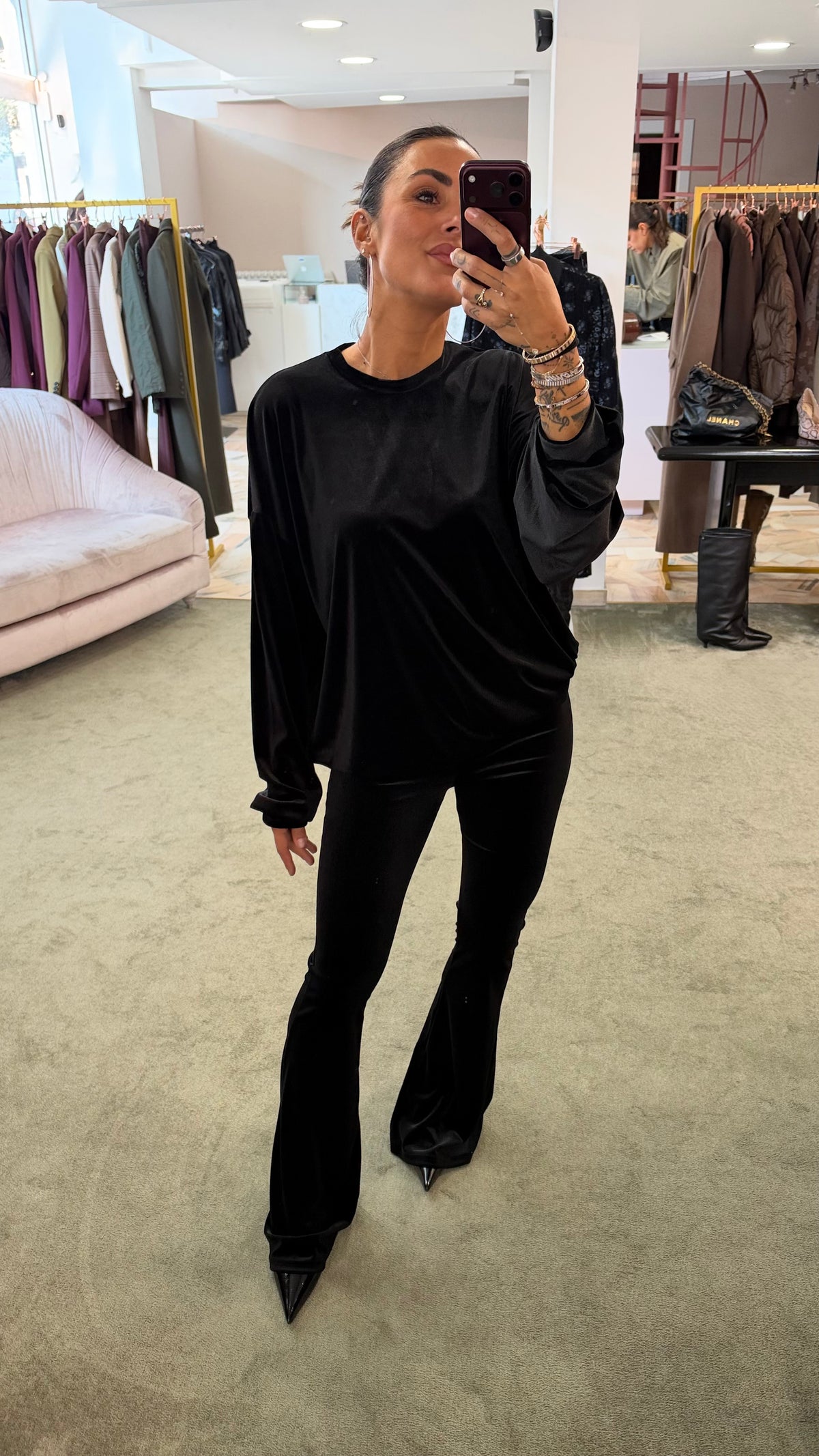 Pantaloni neri flare in velluto Don't@Me