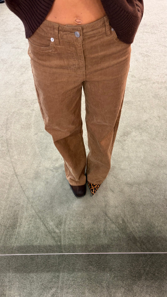 Pantaloni cammello a costine in velluto jx