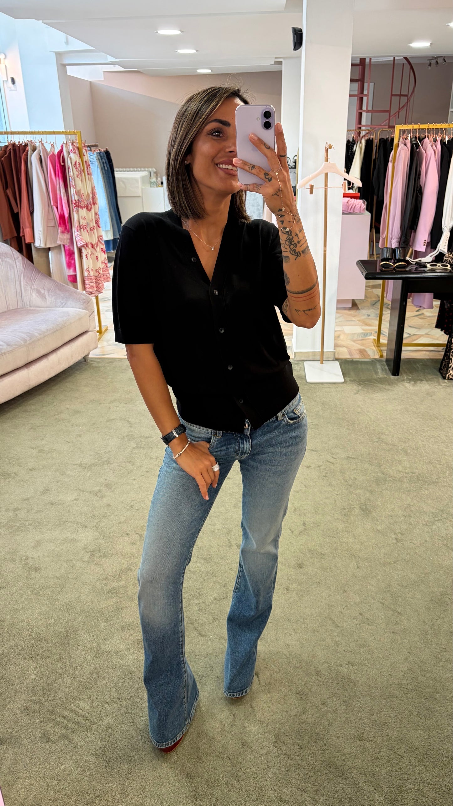 Cardigan luna nero manica corta Petite Pull