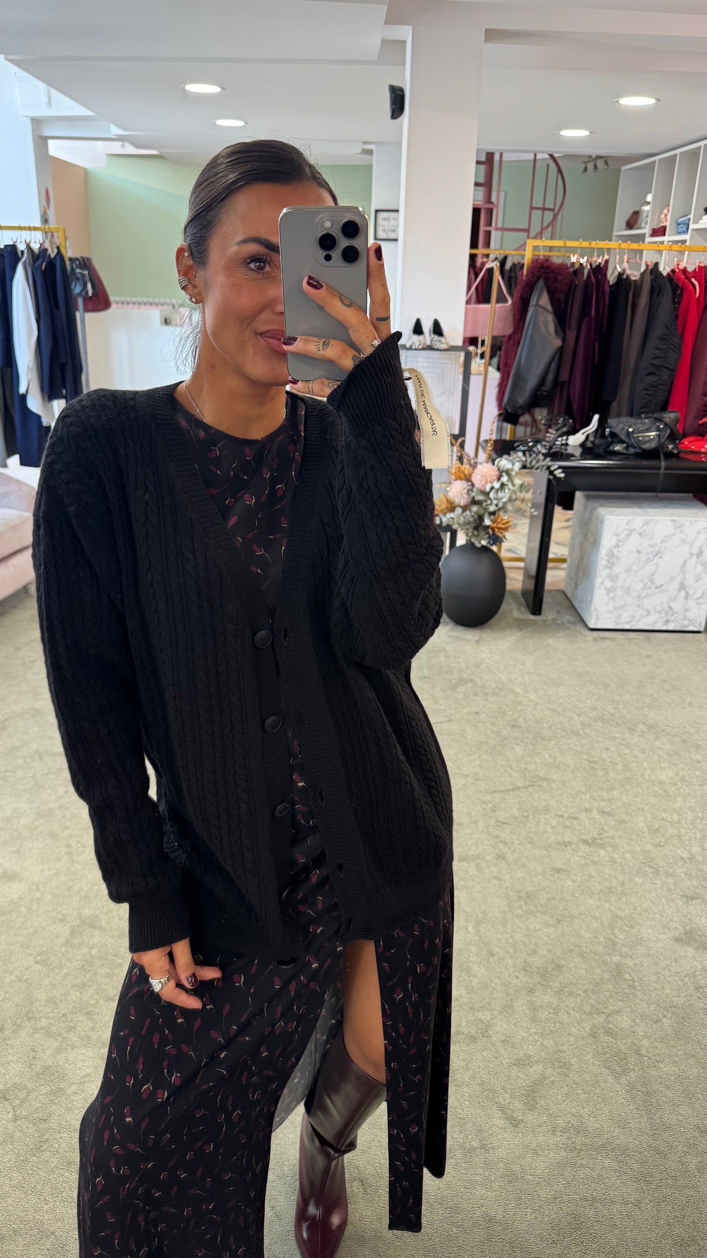 Cardigan a trecce MAR DE MARGARITAS nero