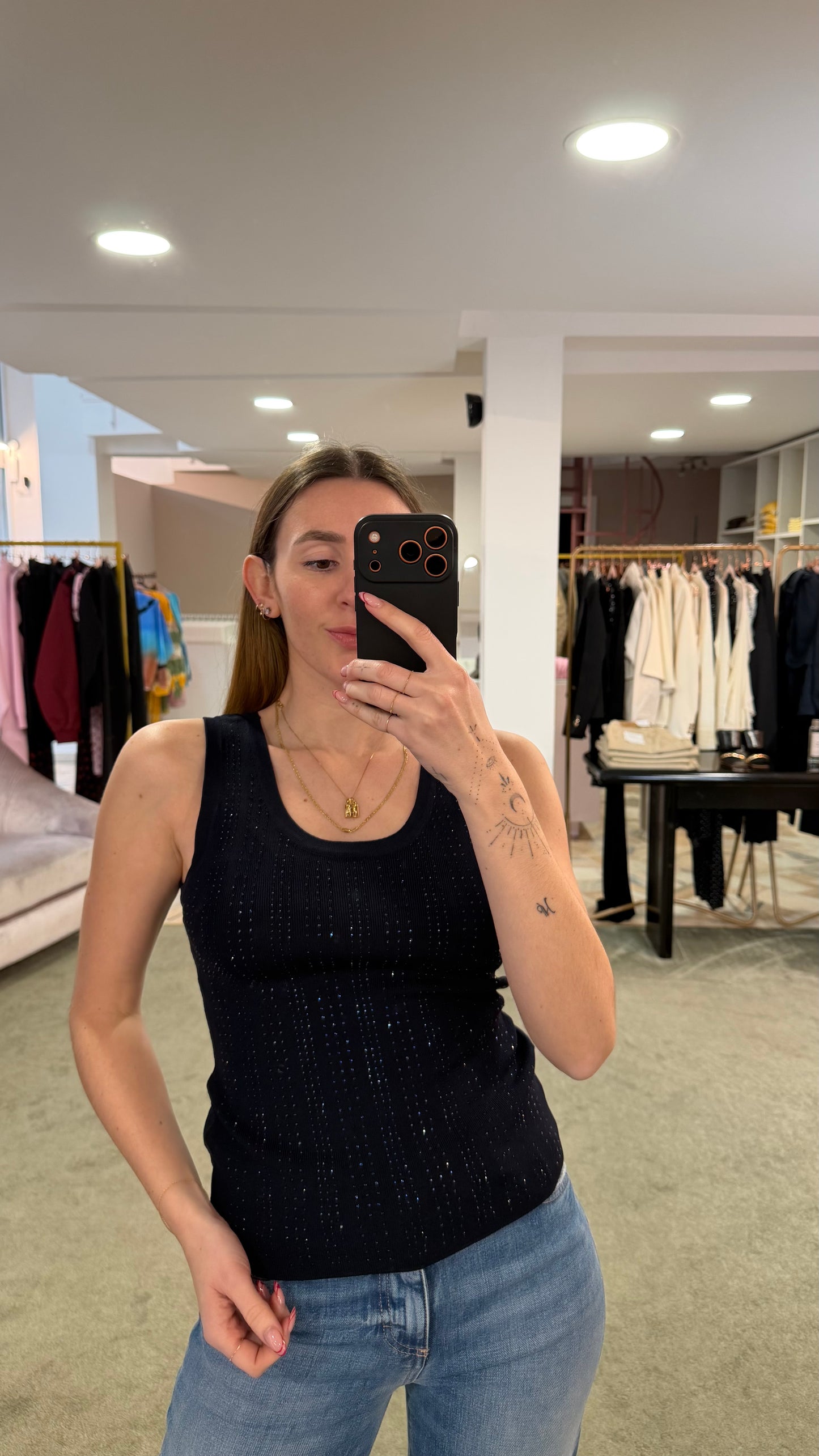 Canotta nera crystal fr