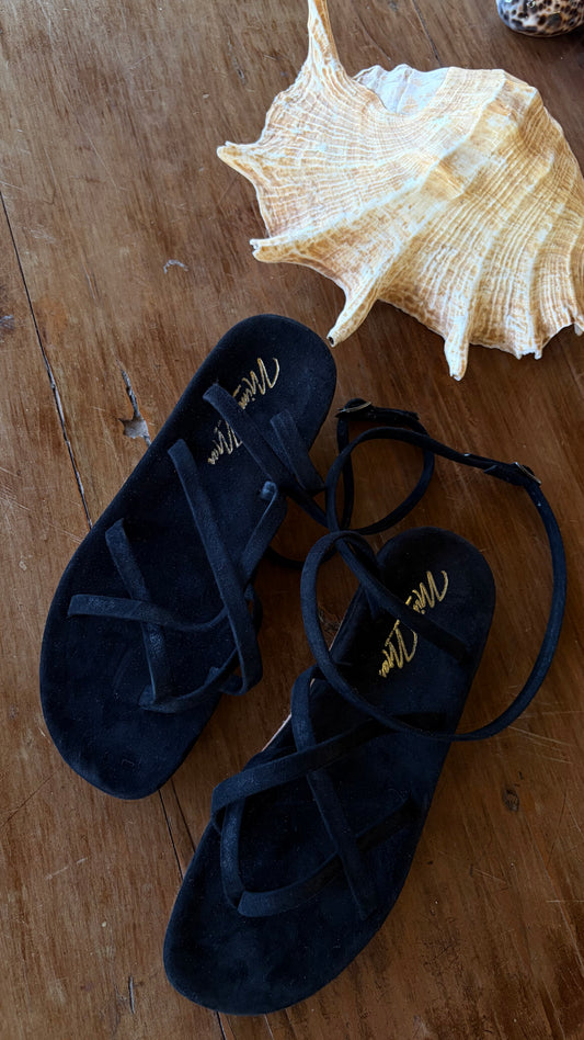 Ciabattina infradito platform Gisella nera in suede