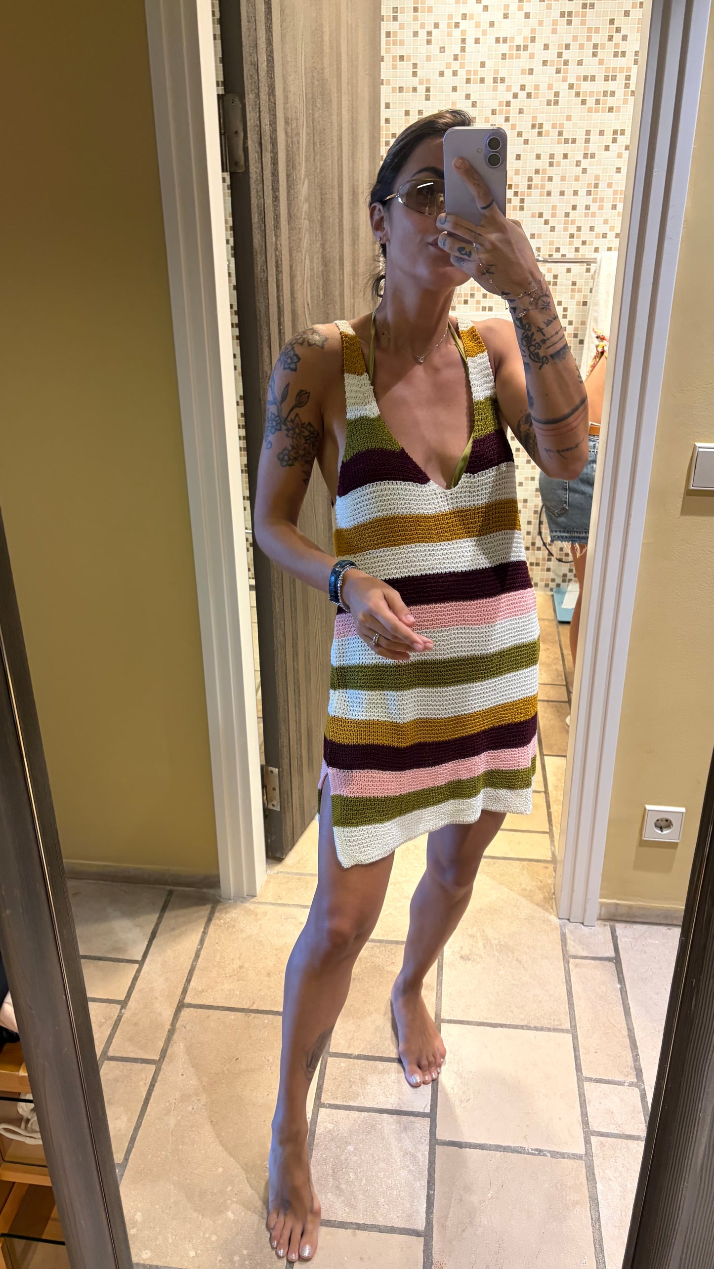 Abito multicolor a righe in maglia Me Fui
