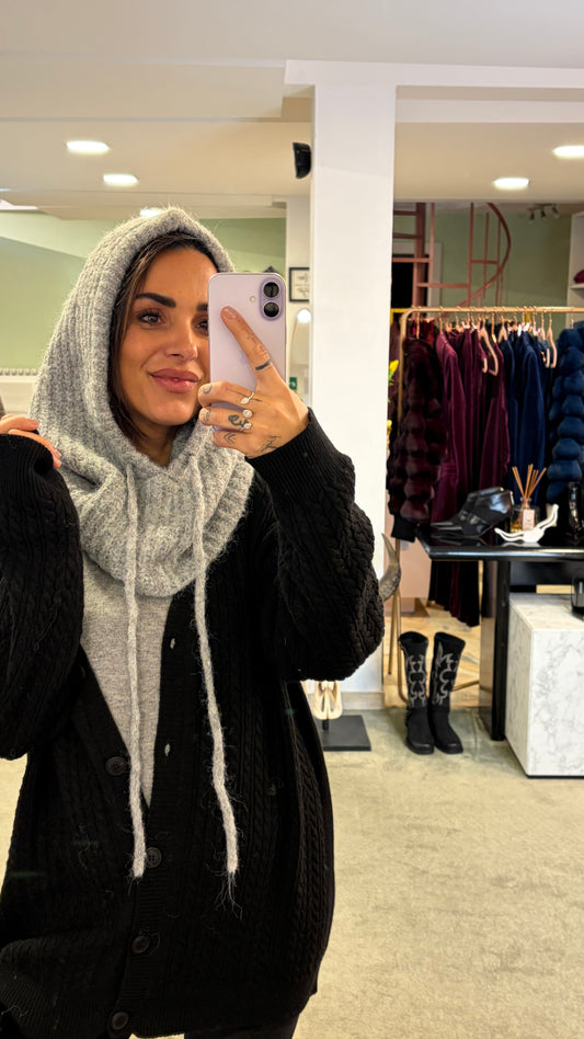 Balaclava grigio a costine