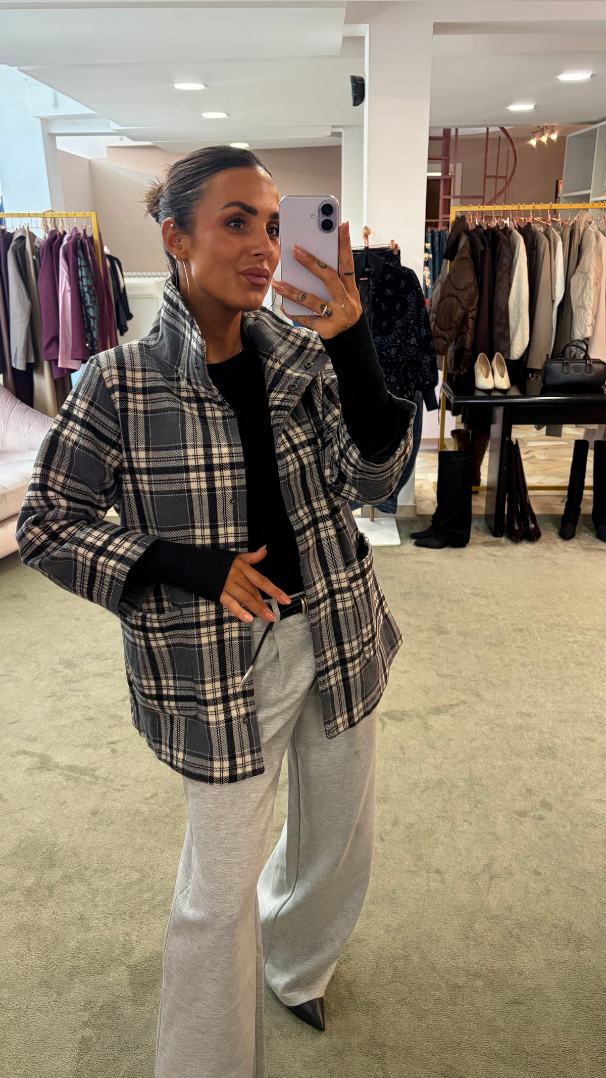 Giacca camicia check grigia sy