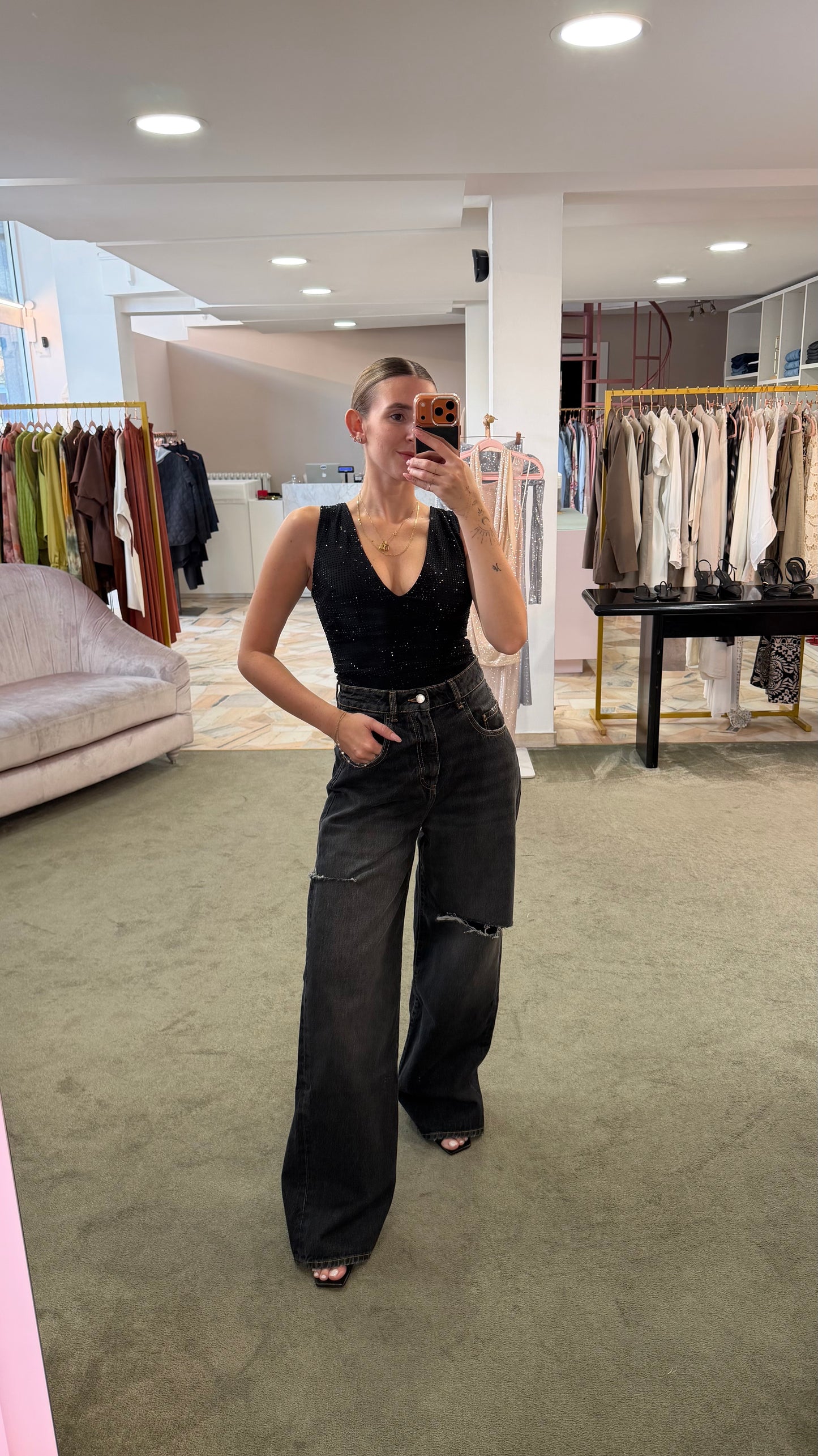 Jeans poppy grigi con strappi Icon A/I26