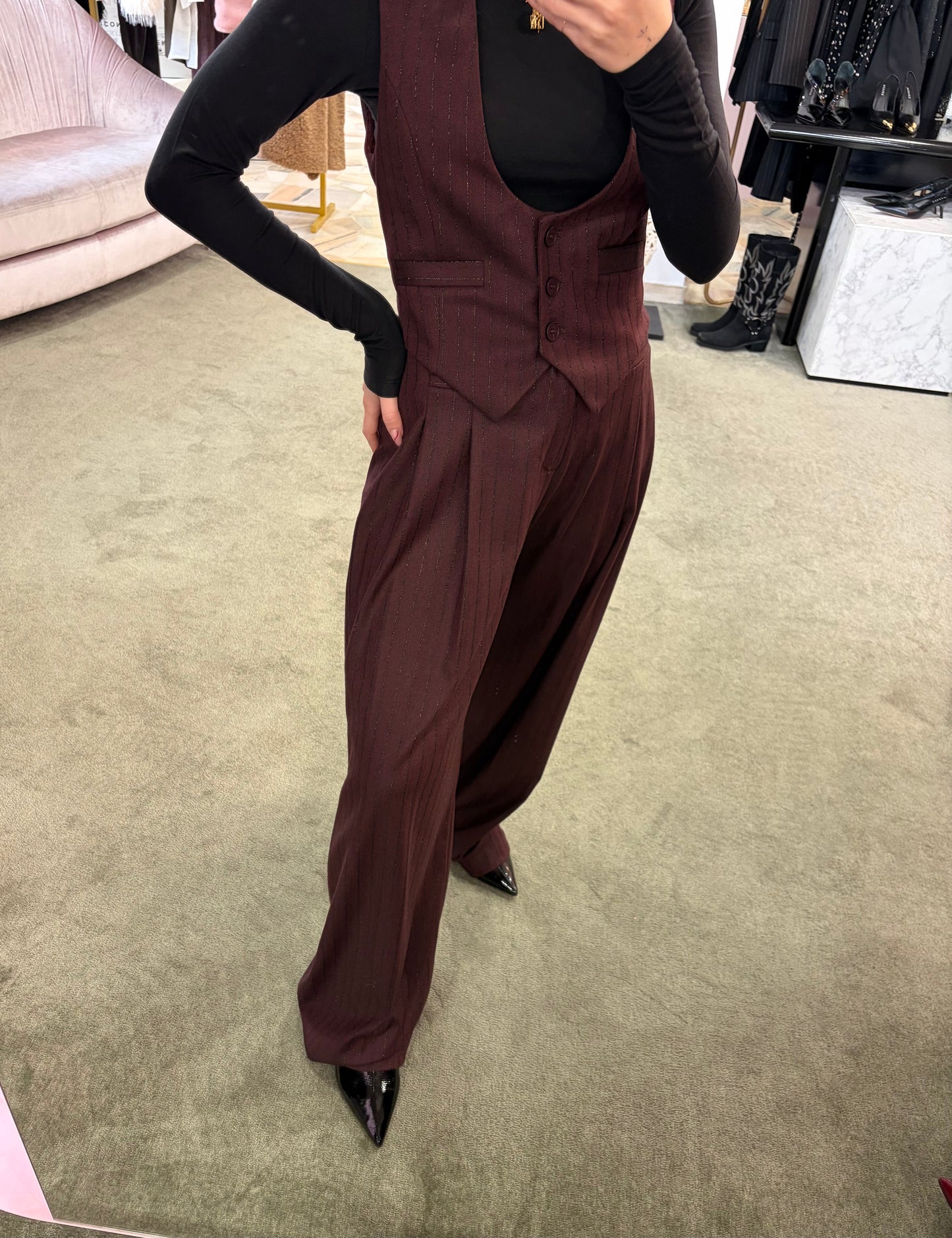 Pantaloni paige MAR DE MARGARITAS bordeux gessato