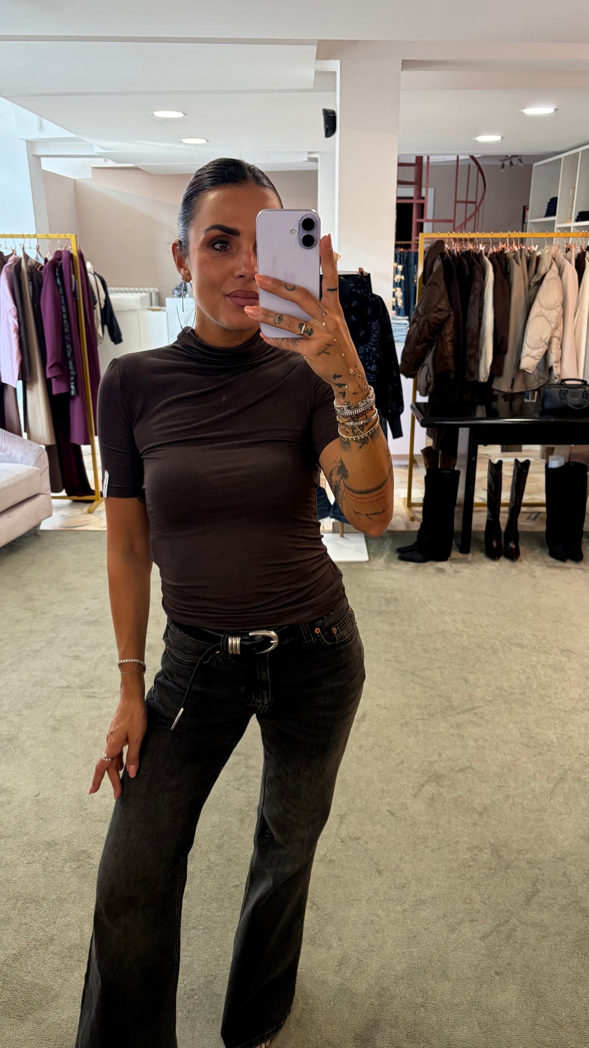 Maglia lupetto marrone maniche corte Hinnominate