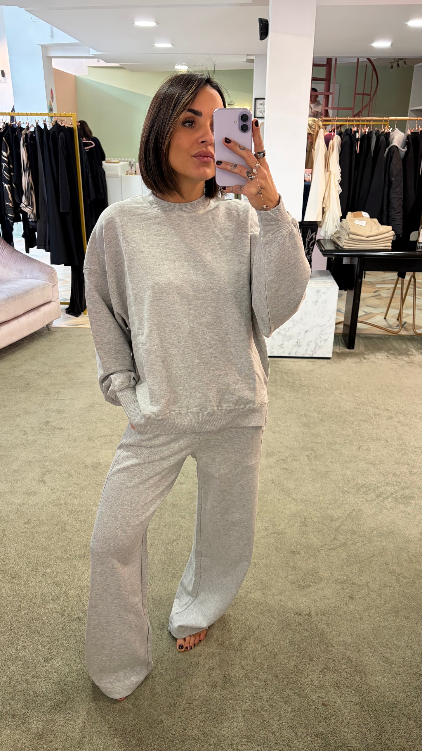 Felpa grigio chiaro girocollo jx