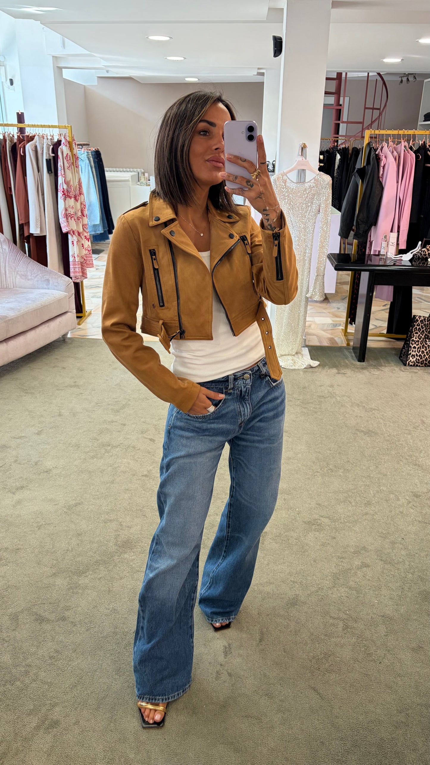 Chiodo cammello scamosciato glp