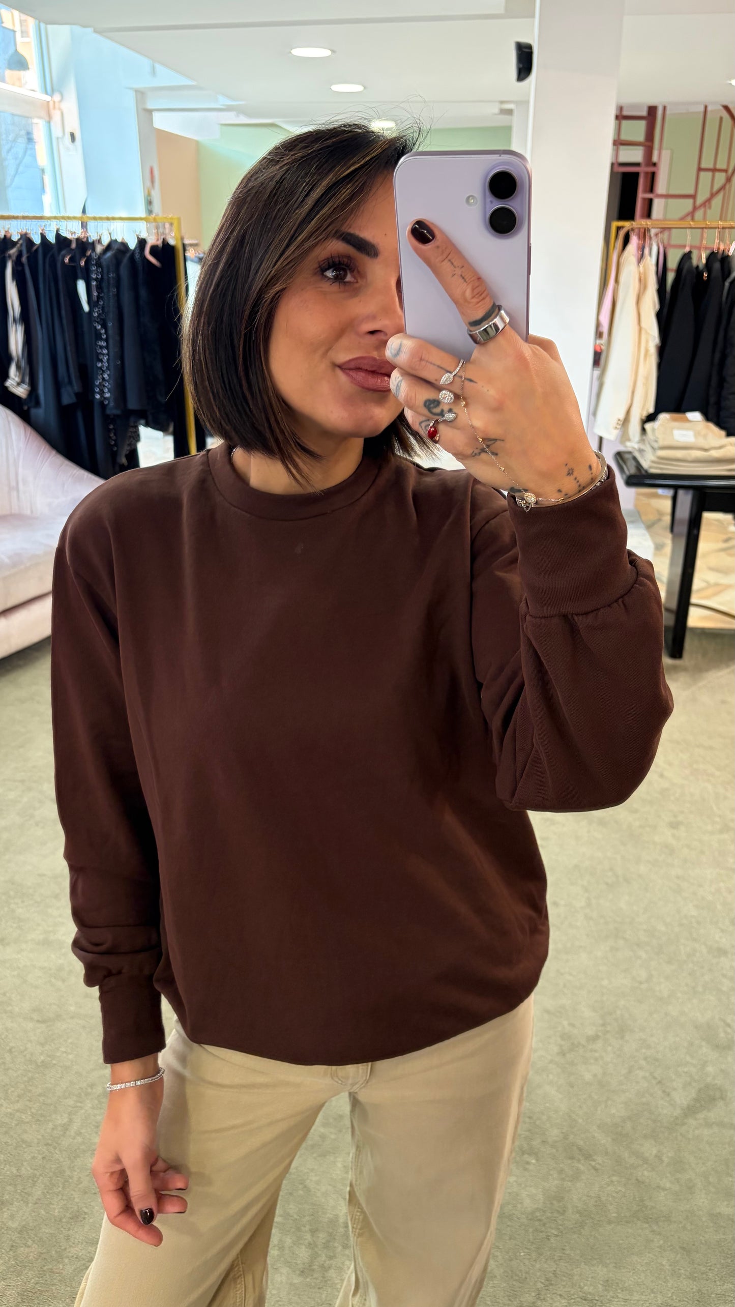 Felpa oversize marrone cioccolato gl