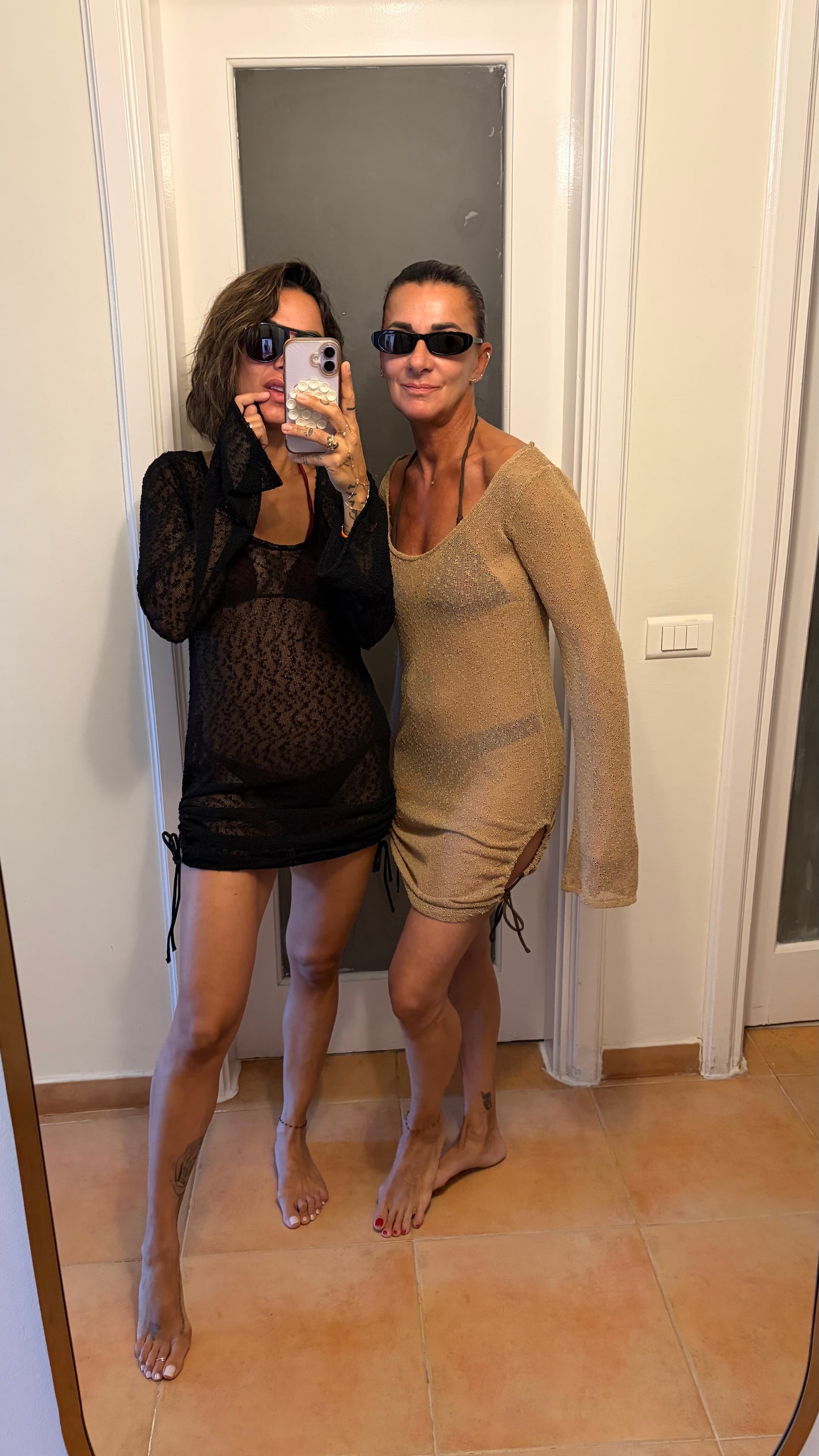Abito corto nero in maglina trasparente Me Fui