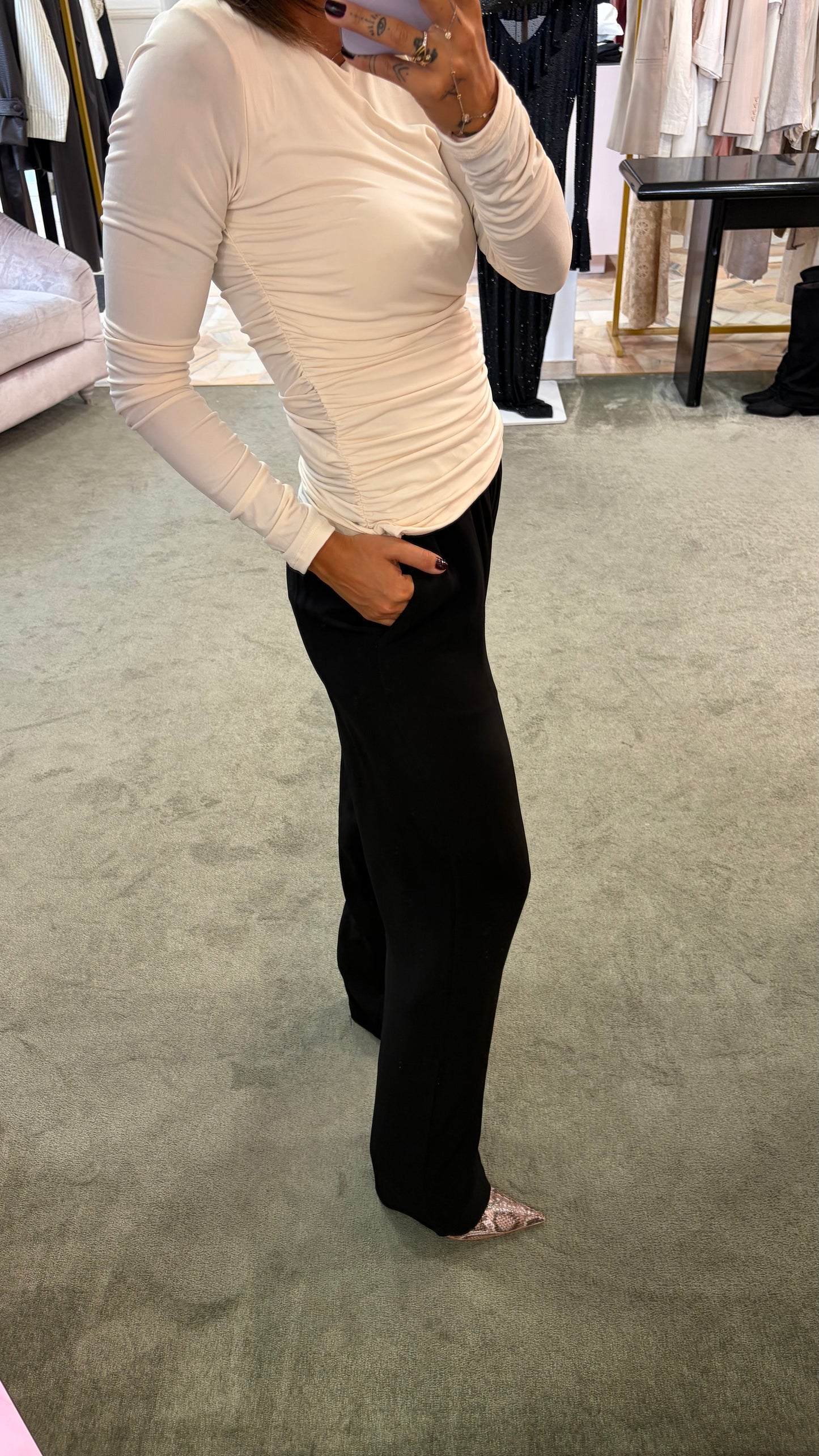 Pantaloni office neri con elastico in vita sl