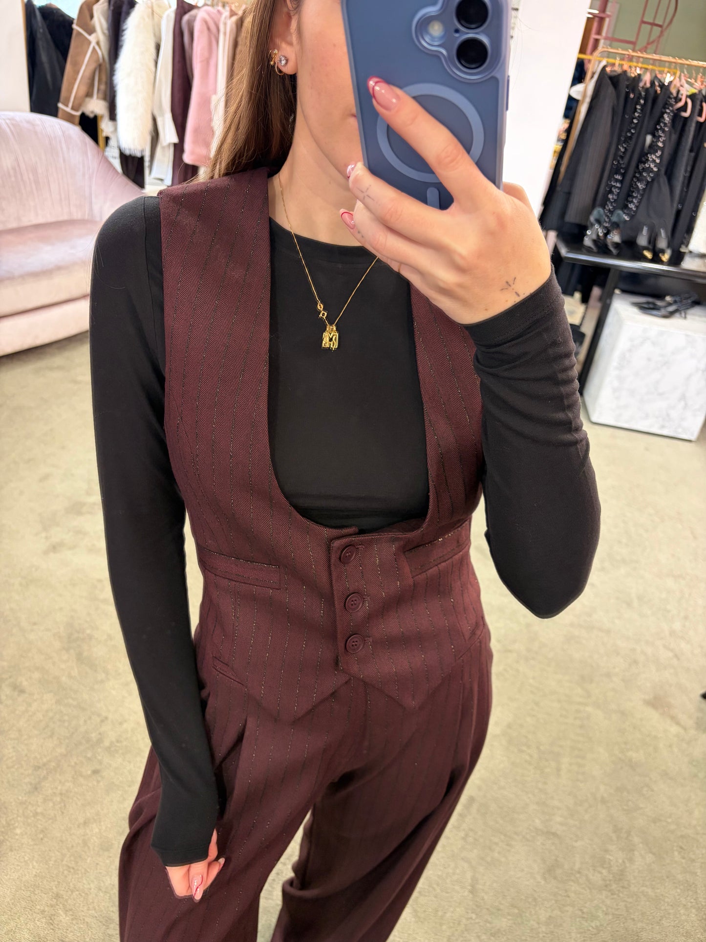 Gilet agata MAR DE MARGARITAS bordeaux gessato