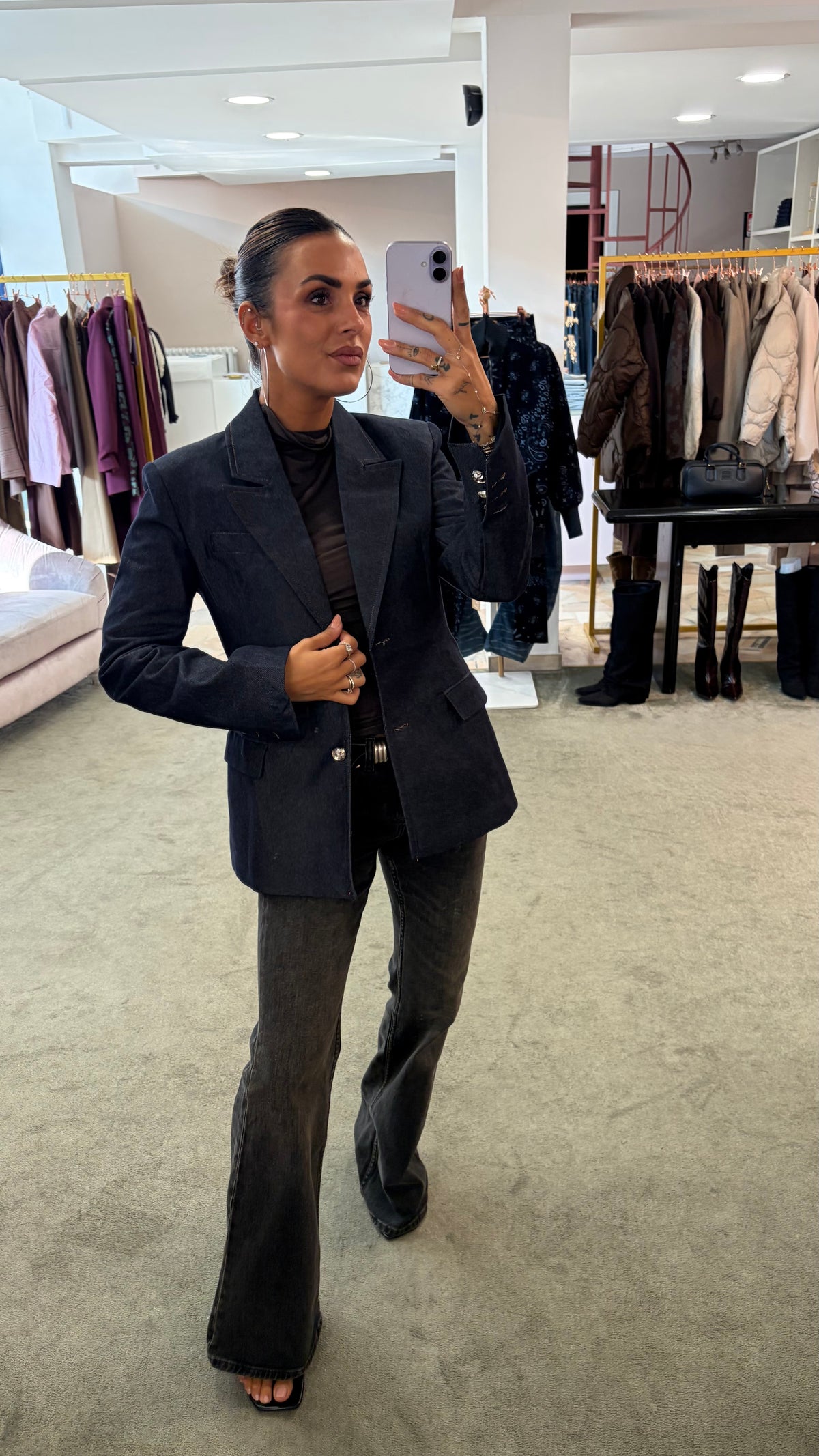 Blazer in denim scuro slim strutturato gl