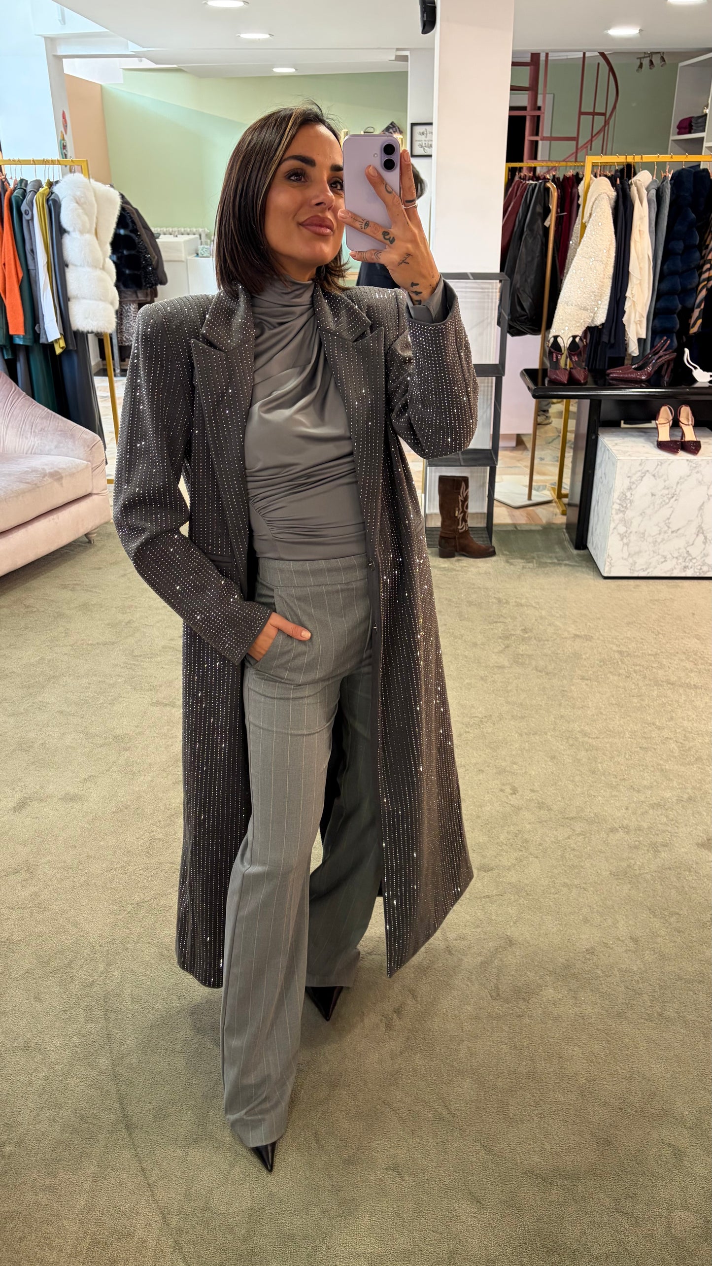 Pantaloni grigi gessatI MAR DE MARGARITAS