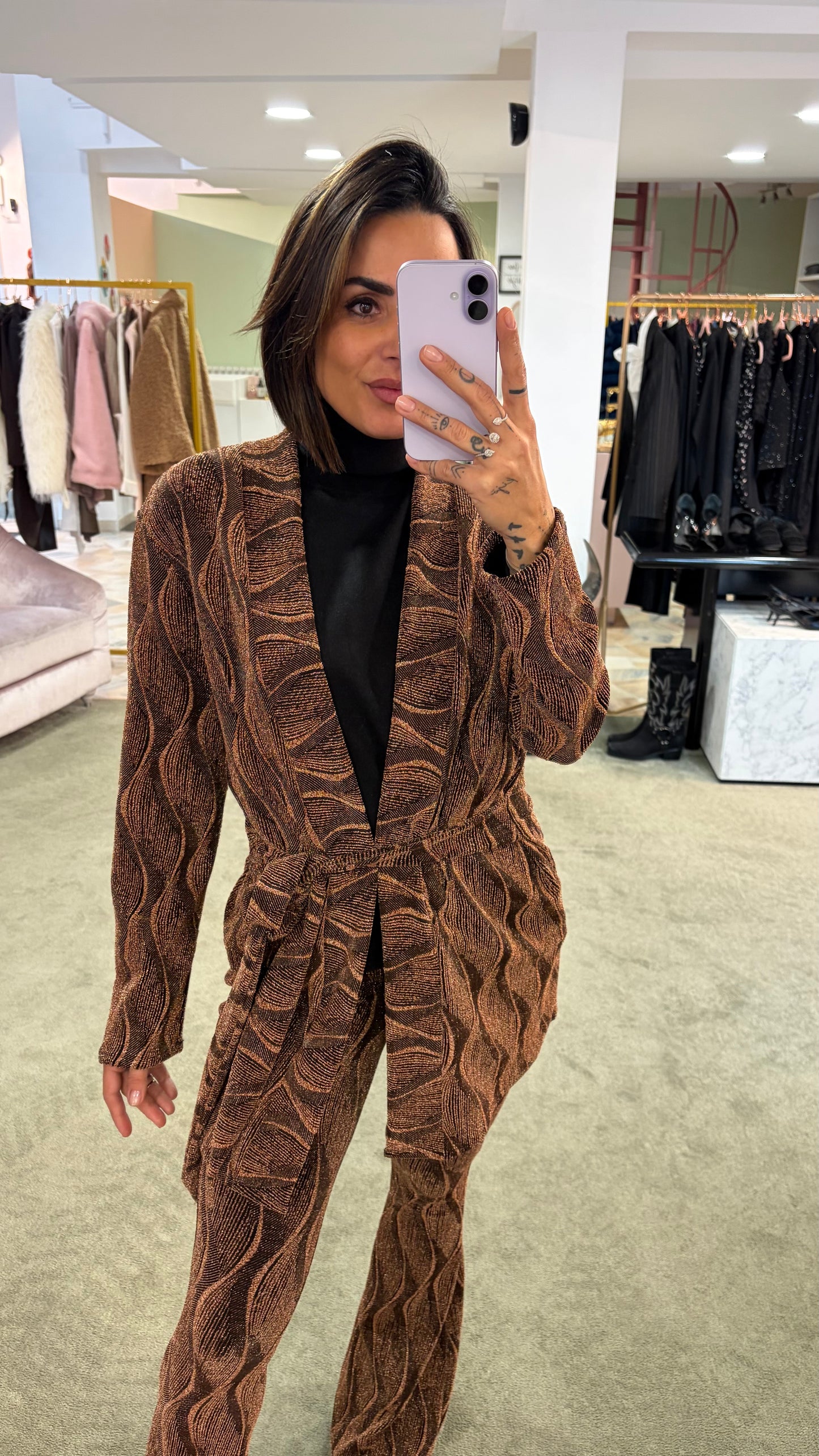 Cardigan fantasia ruggine lurex mq