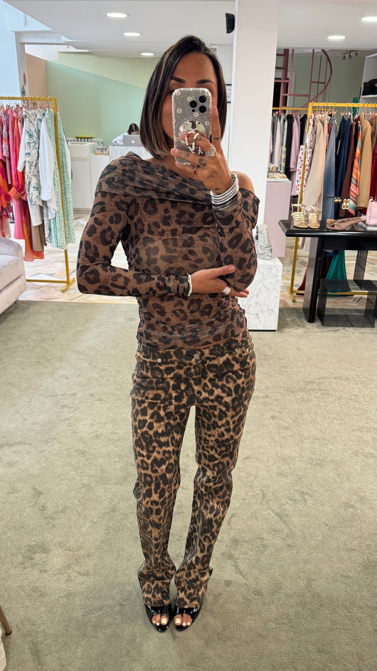 Maglia off shoulder leopard jx