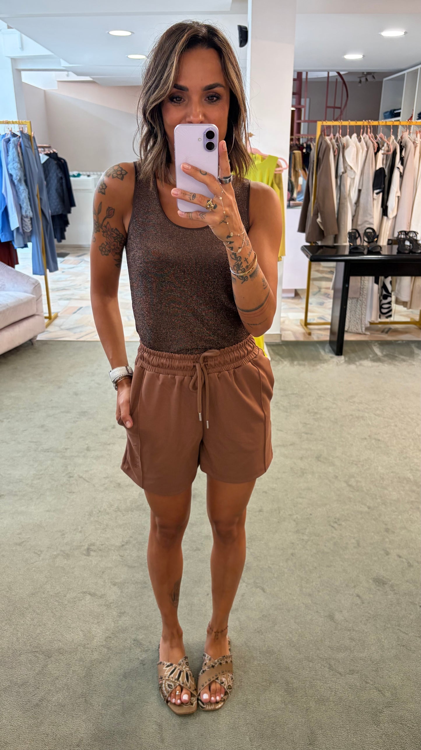 Shorts tabacco in viscosa Hinnominate